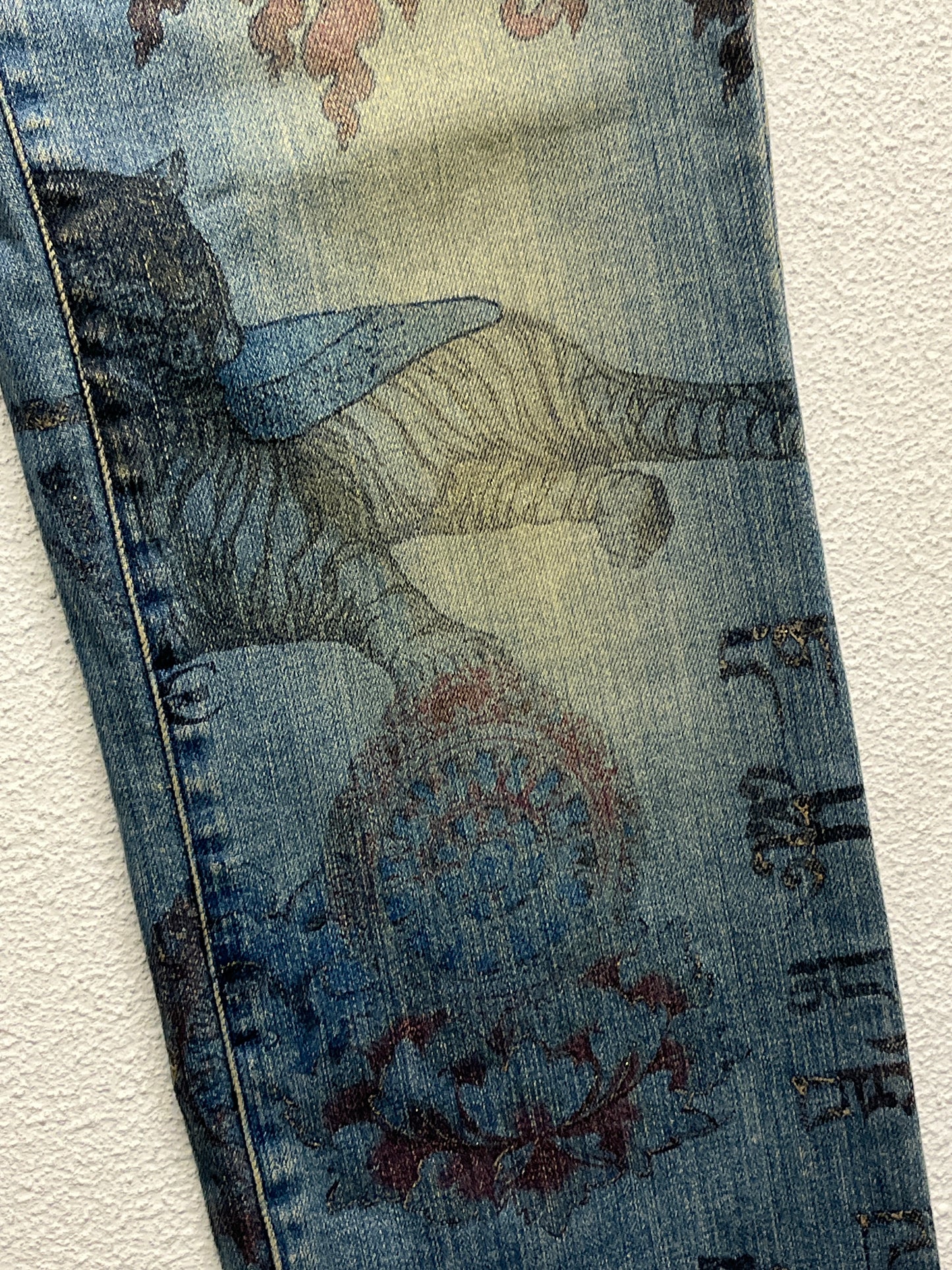 ROBERTO CAVALLI just cavalli SS05 'Asian Fantasy' print jeans (44/M)
