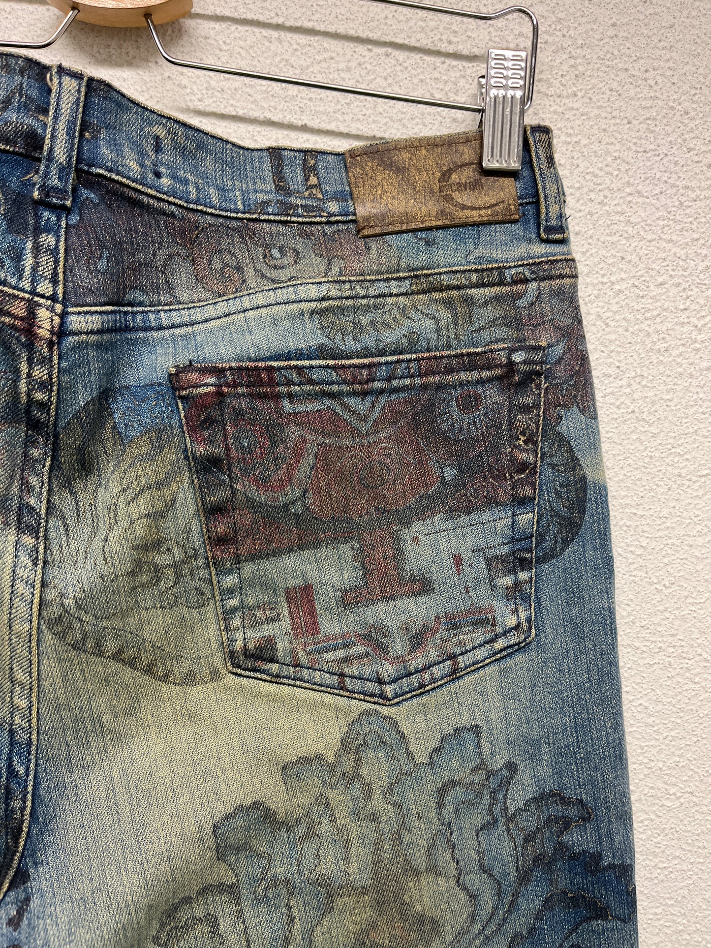 ROBERTO CAVALLI just cavalli SS05 'Asian Fantasy' print jeans (44/M)