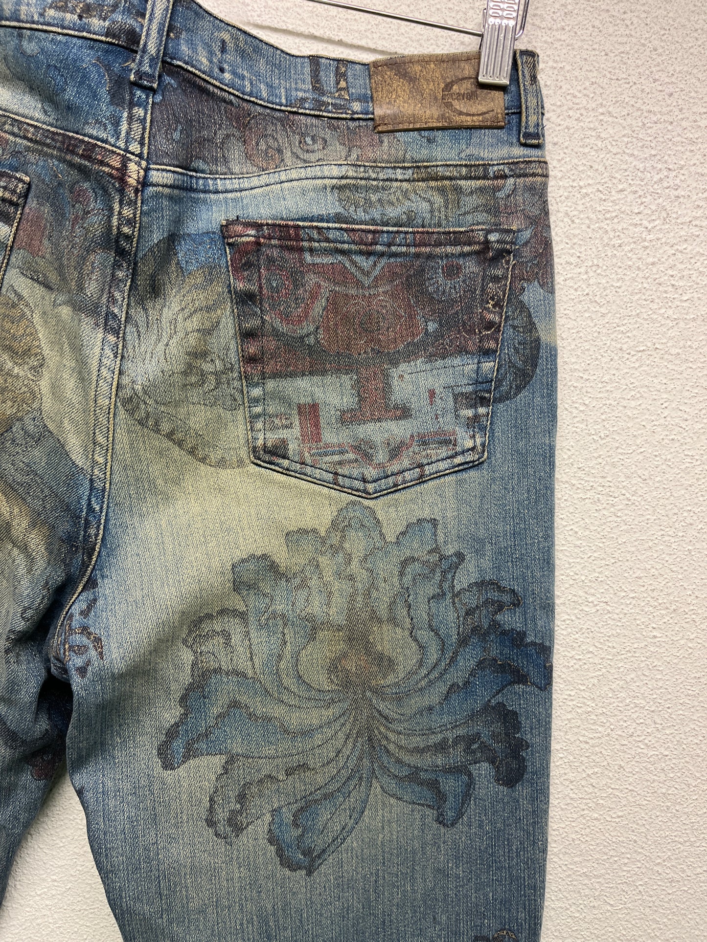ROBERTO CAVALLI just cavalli SS05 'Asian Fantasy' print jeans (44/M)