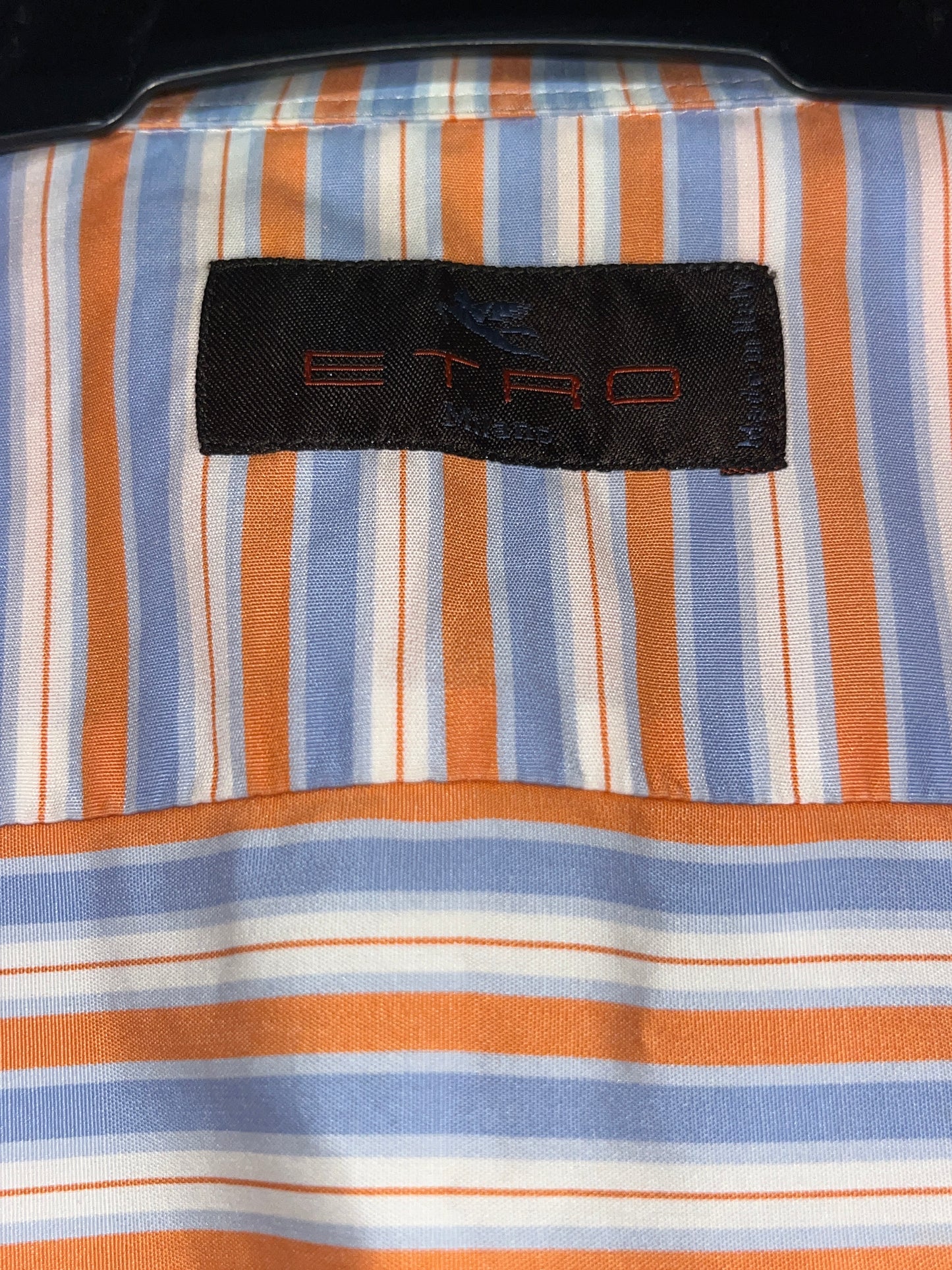 ETRO blue & orange horizontal striped shirt (XL/XXL)