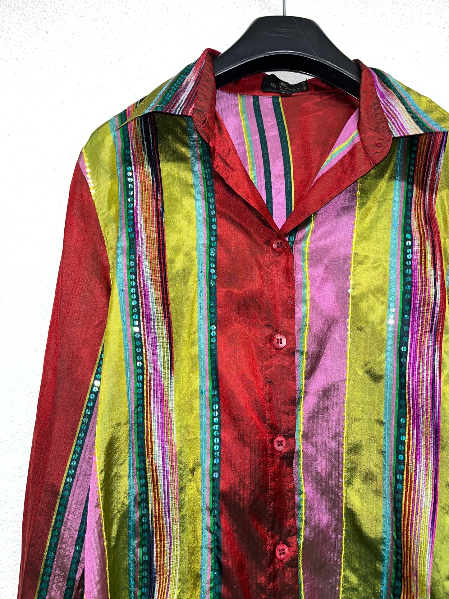 ETRO vintage multicolour sequin button-up shirt (L)