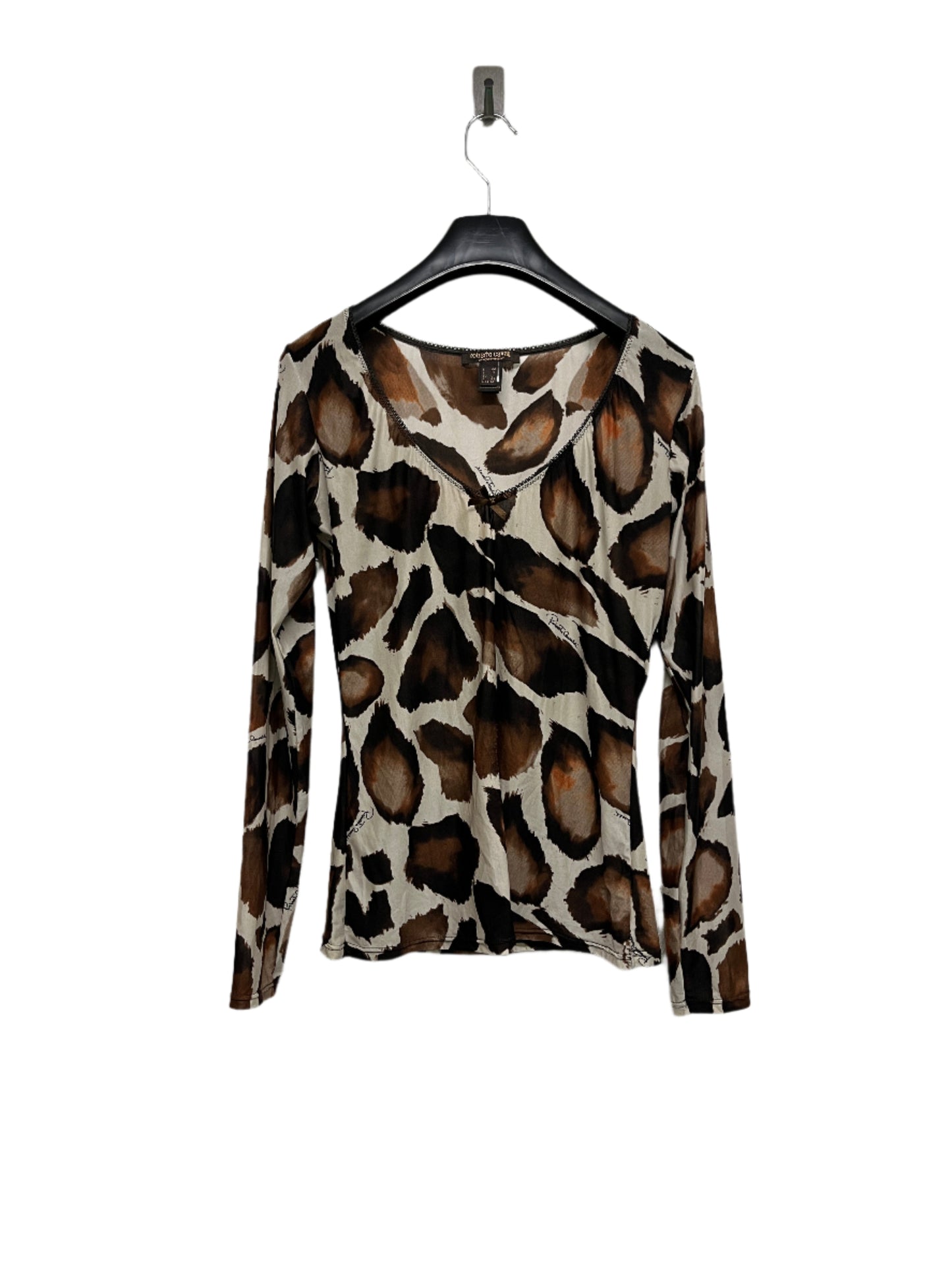 ROBERTO CAVALLI abstract-animal print longsleeve top (L)