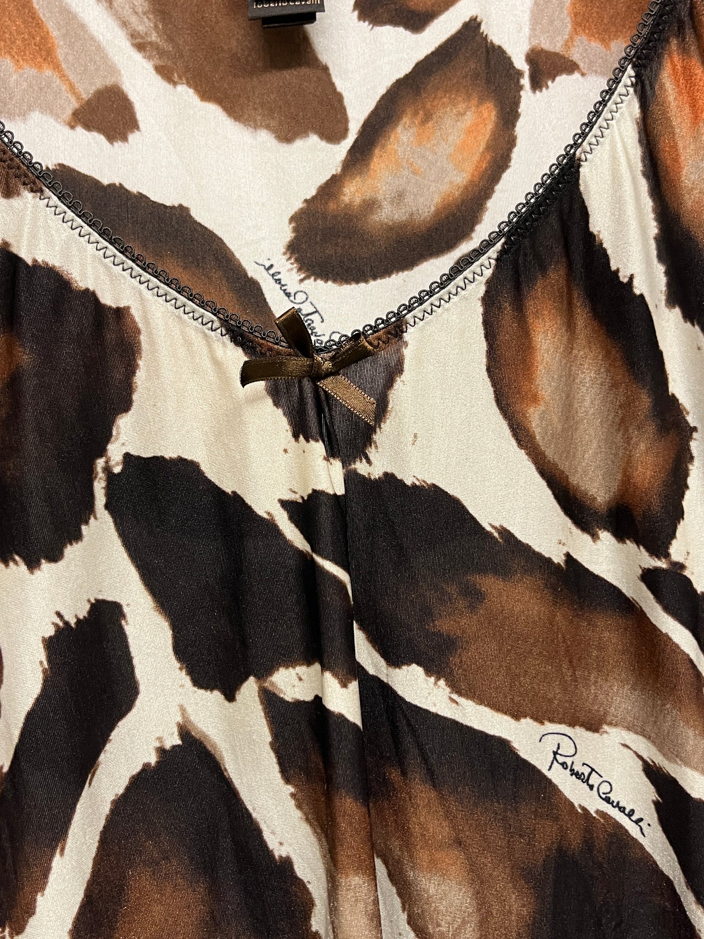 ROBERTO CAVALLI abstract-animal print longsleeve top (L)
