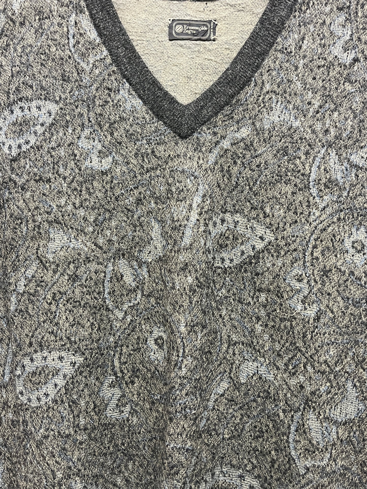 ERMENEGILDO ZEGNA mohair, cotton and wool vintage pattern vest (L)
