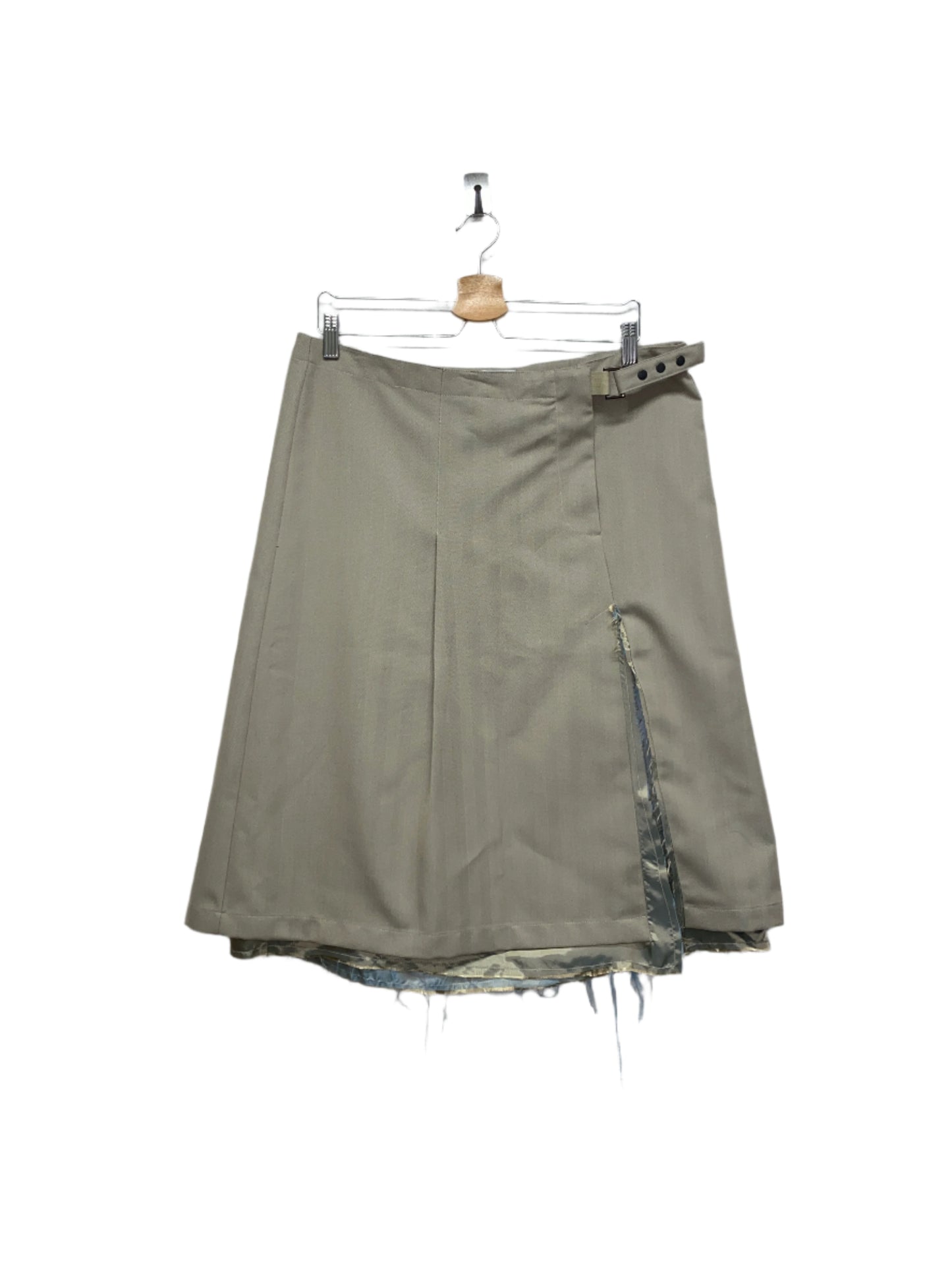 OUR LEGACY beige distressed belt skirt (42/XL)