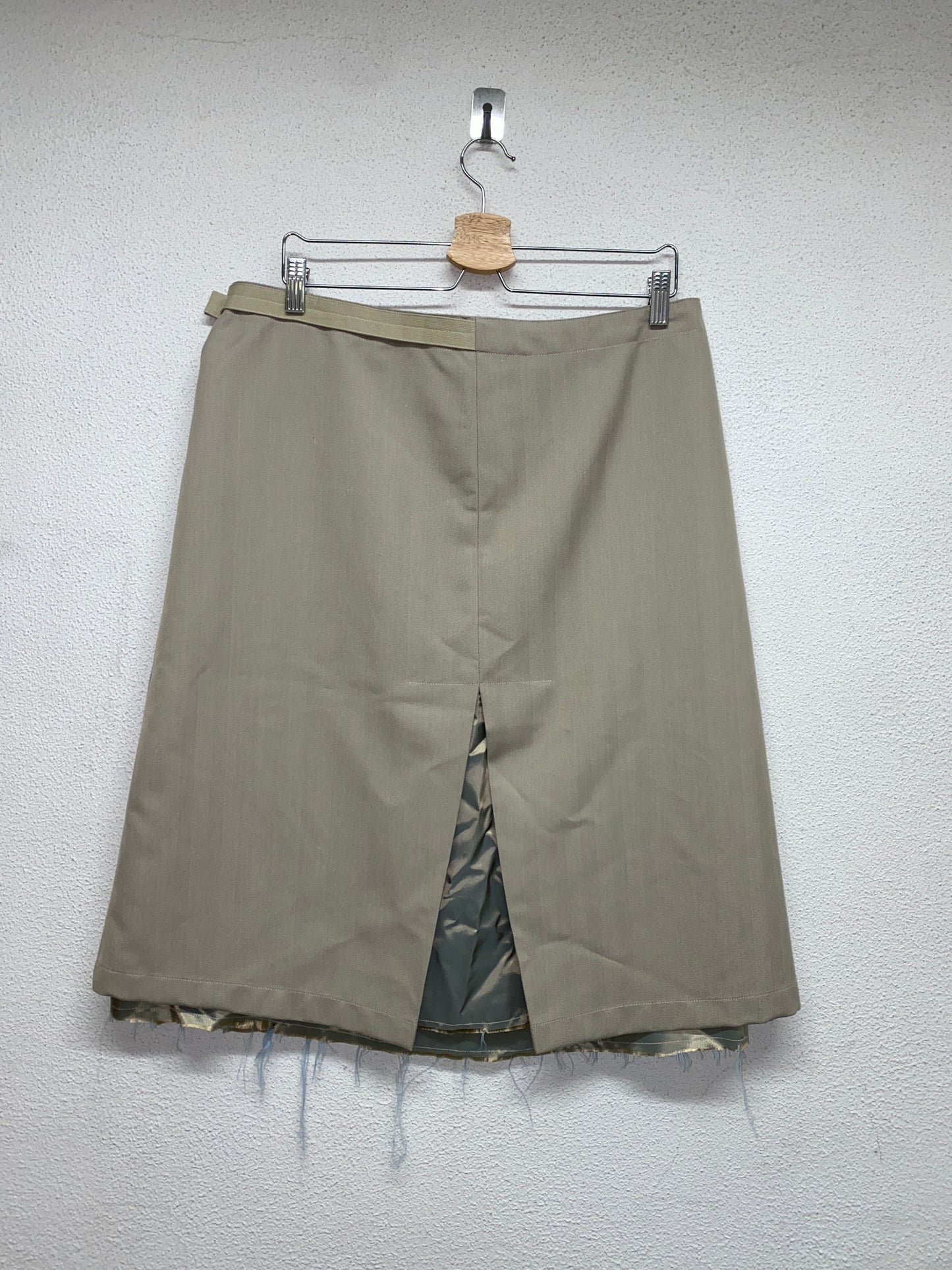 OUR LEGACY beige distressed belt skirt (42/XL)