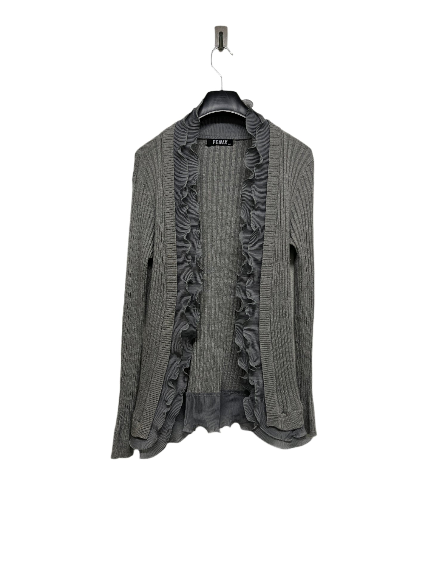 VINTAGE grey ruffled cardigan (M/L)