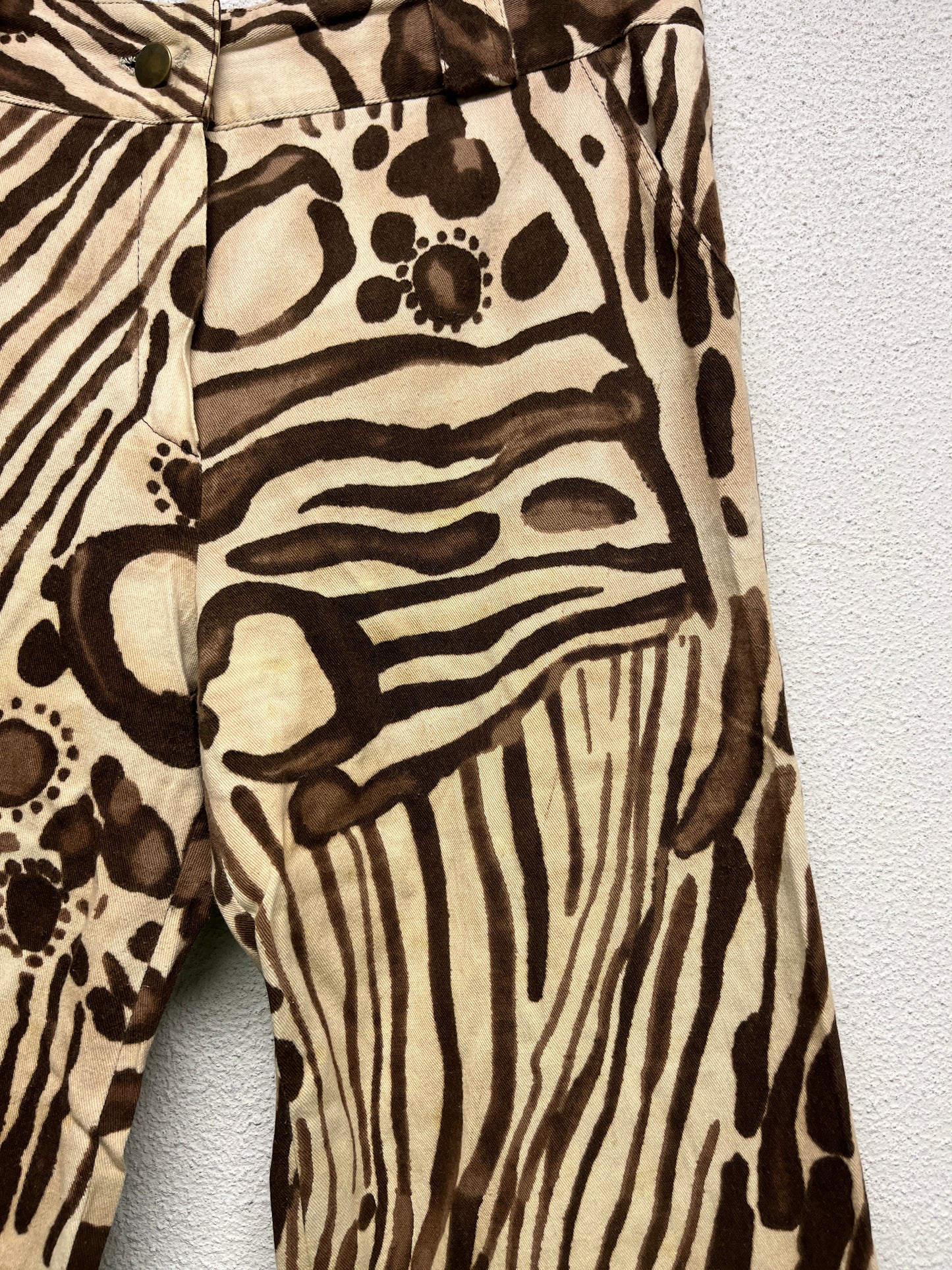 VINTAGE brown and beige abstract trousers (S)