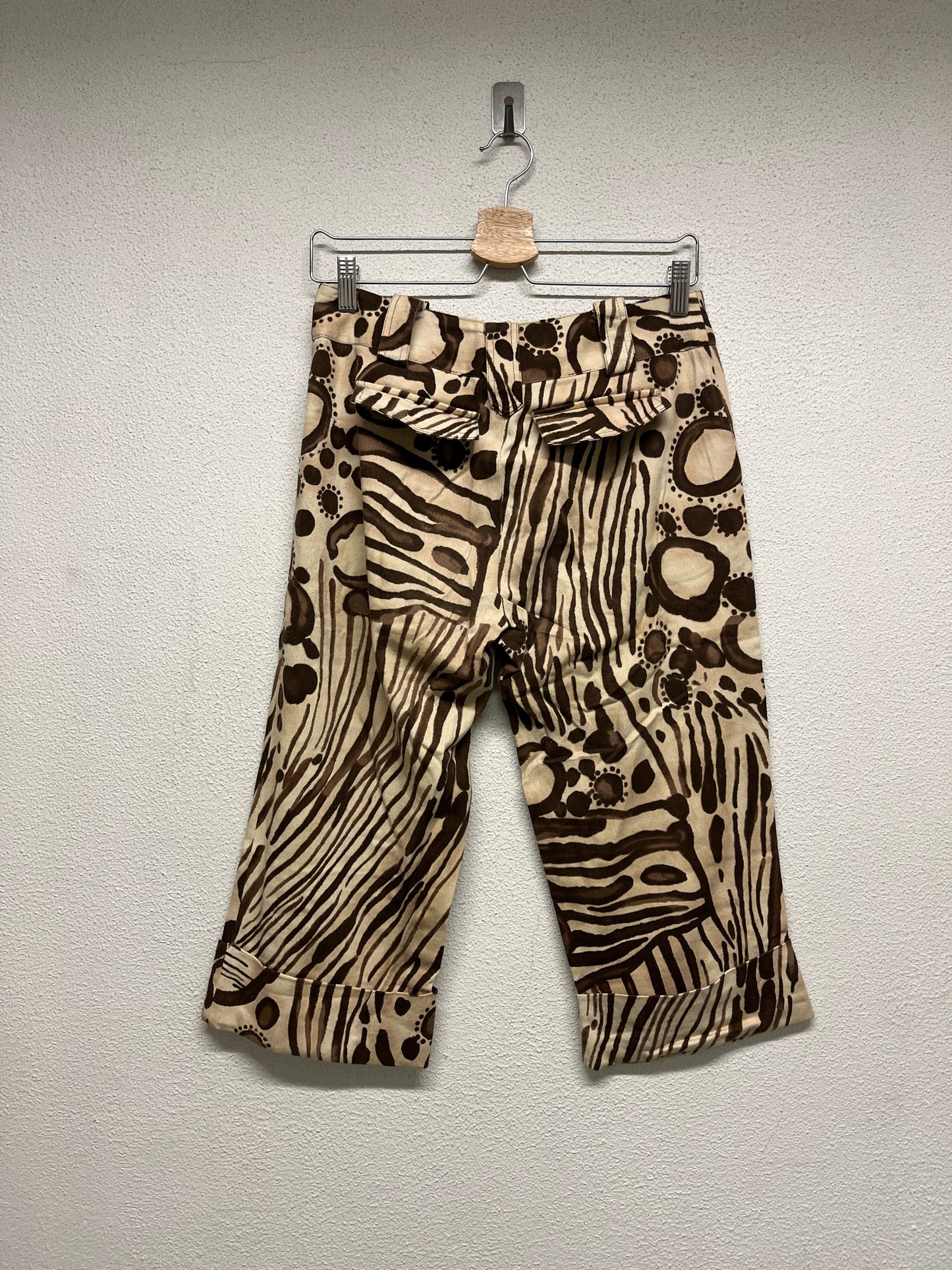 VINTAGE brown and beige abstract trousers (S)