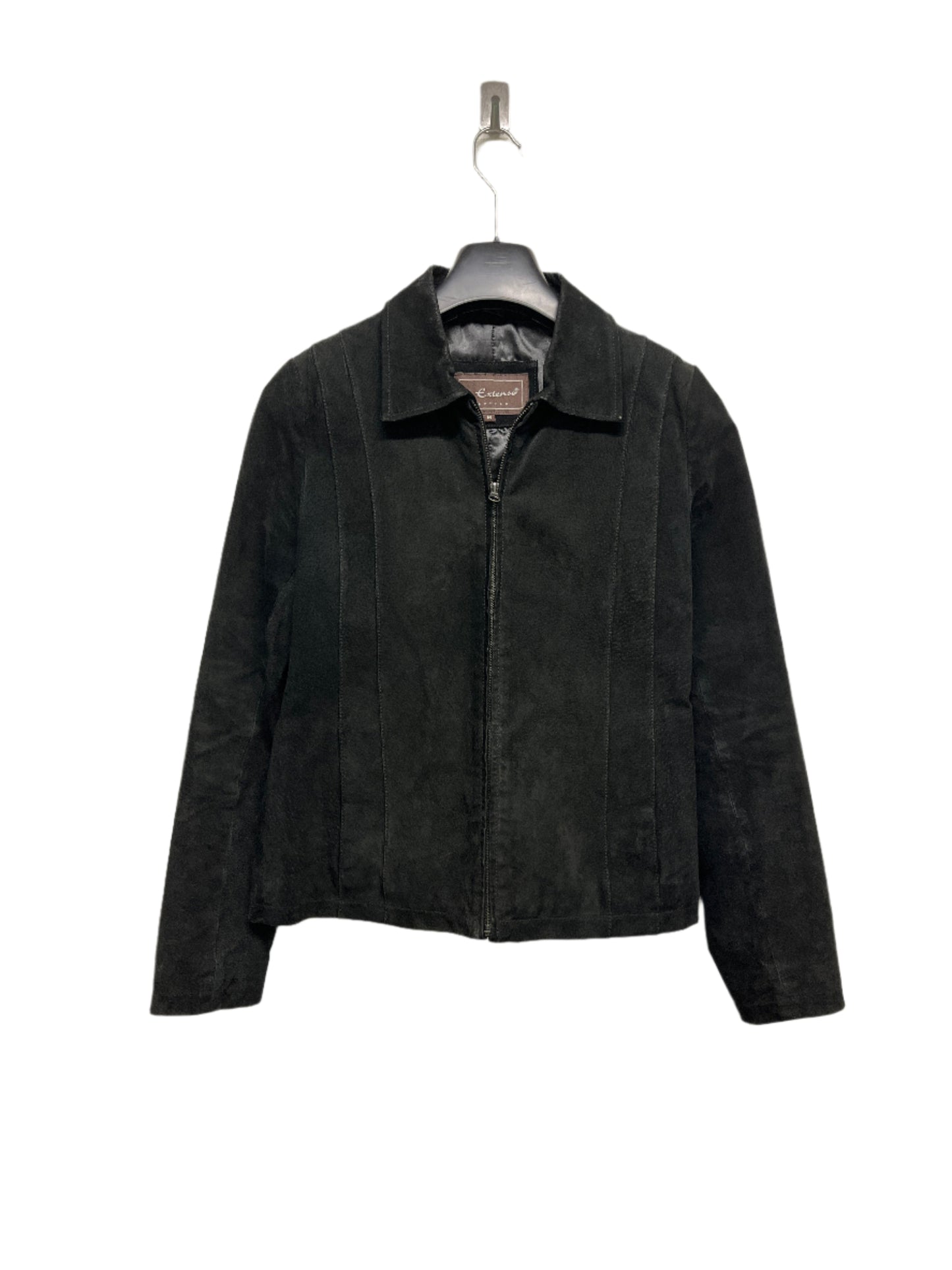 VINTAGE SUEDE black leather zip-up trucker jacket