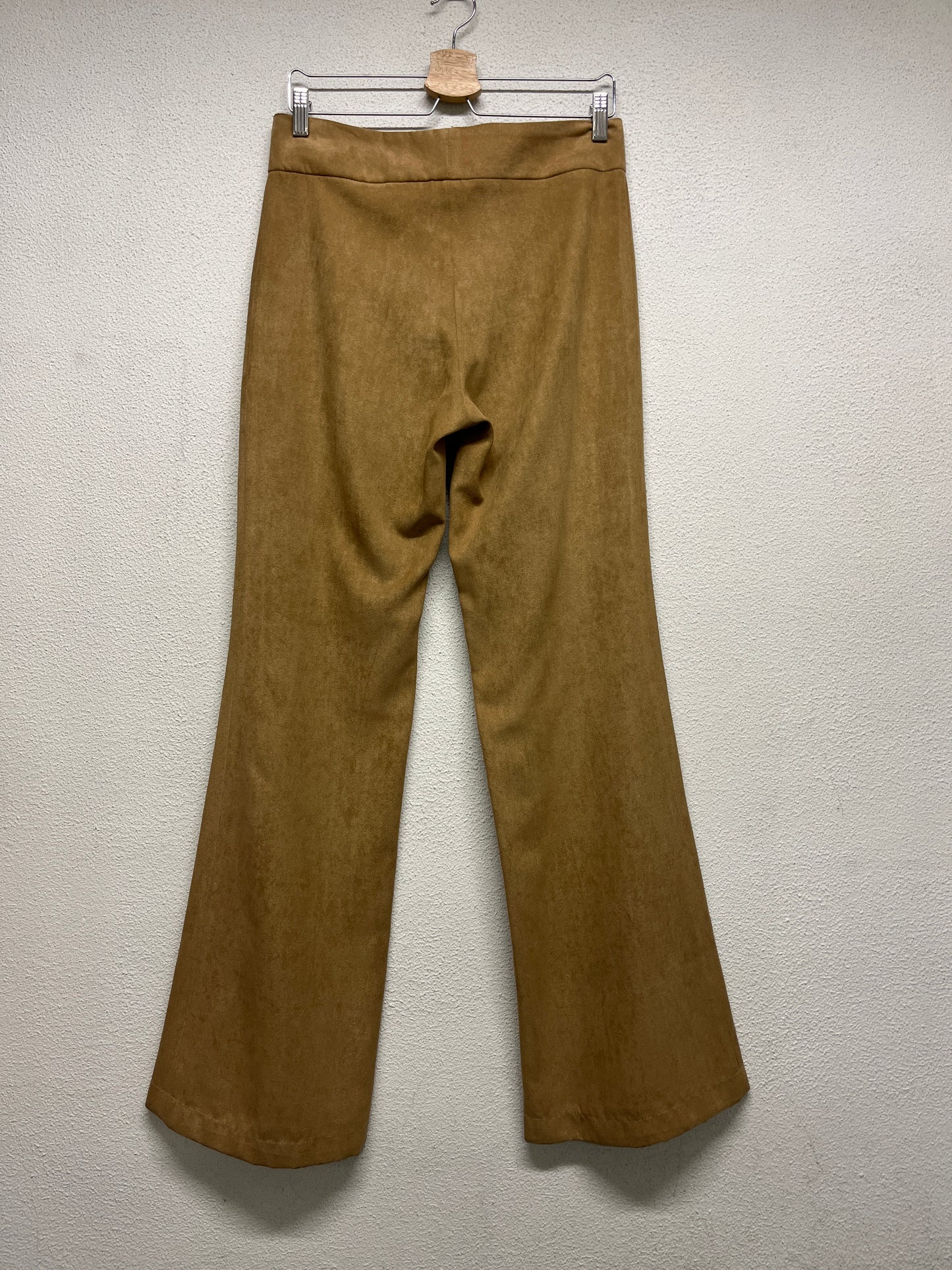 VINTAGE suede-like effect lace-up bootcut flared trousers (L)
