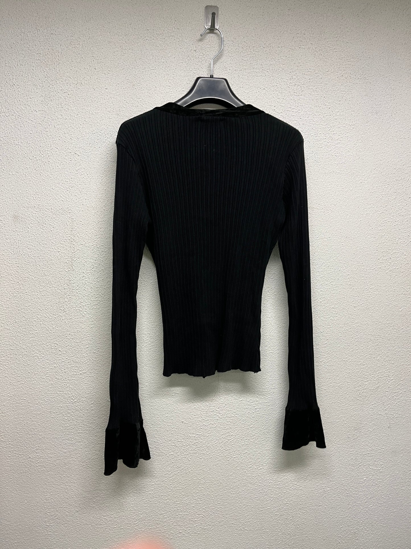 KENZO black ribbed cardigan with velvet detailing (S/M)