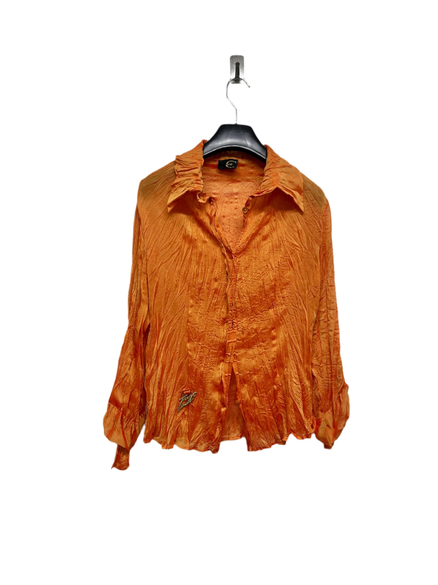 ROBERTO CAVALLI just cavalli orange wrinked-like effect shirt (M)