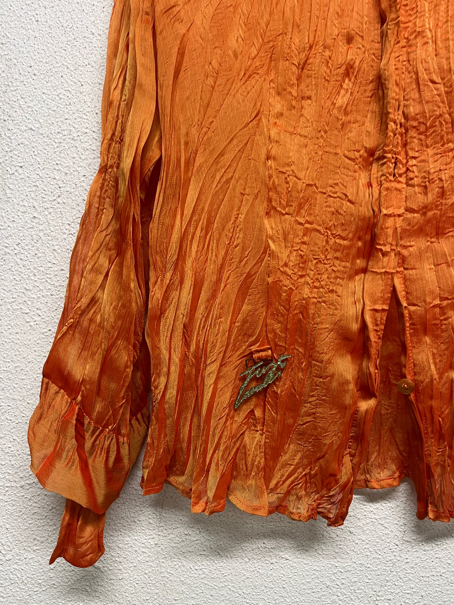 ROBERTO CAVALLI just cavalli orange wrinked-like effect shirt (M)