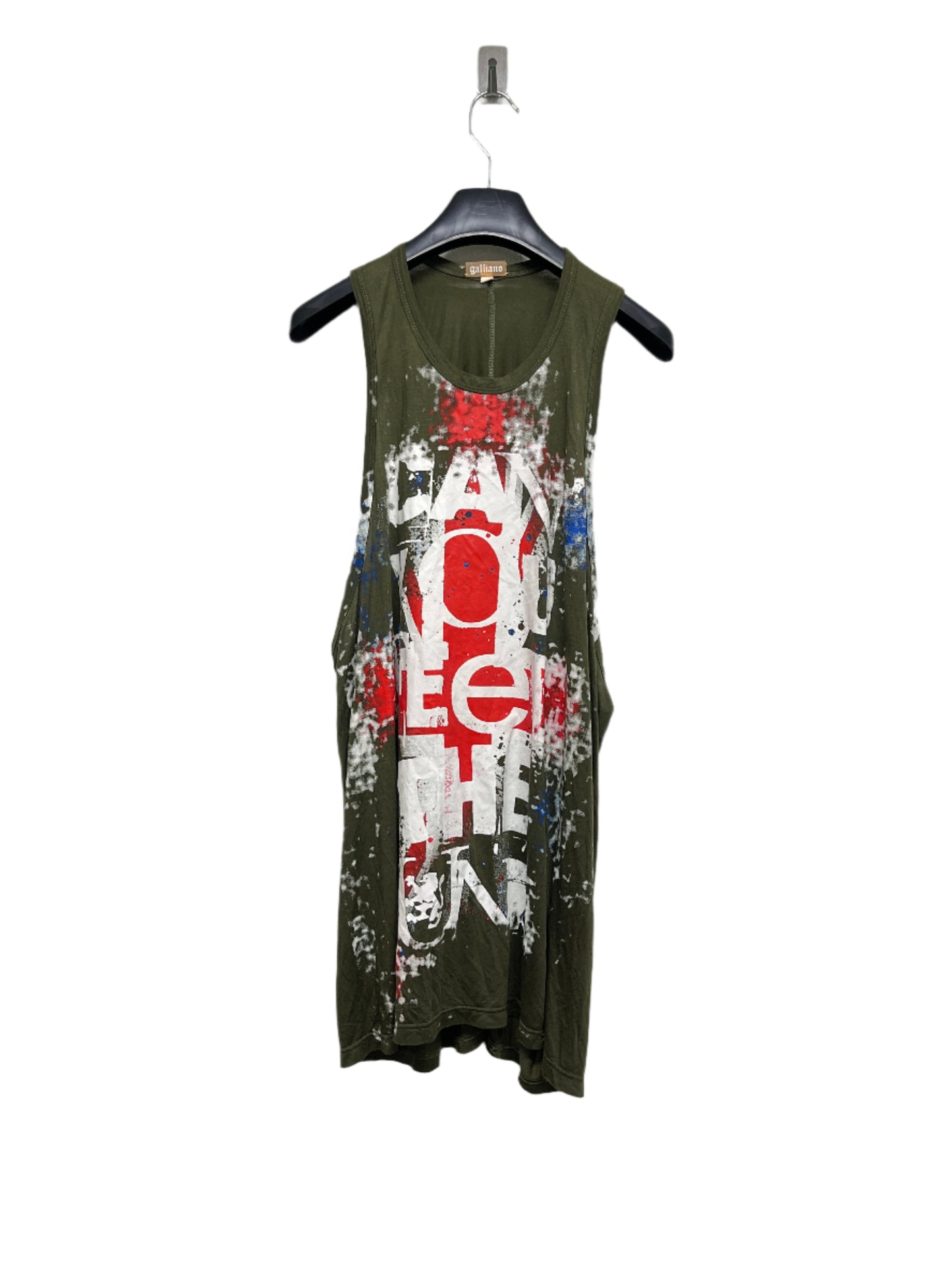 JOHN GALLIANO 2000s green graphic sleeveless top or dress (L)