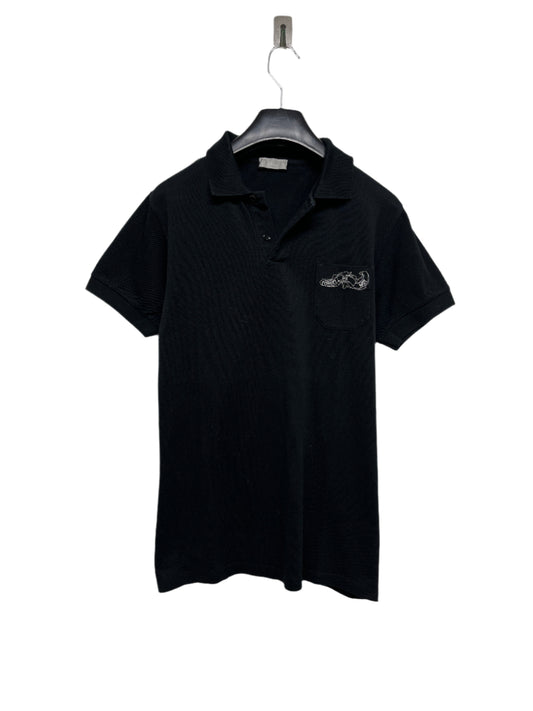 DIOR 'Forget me not' black cotton polo polo (XS)