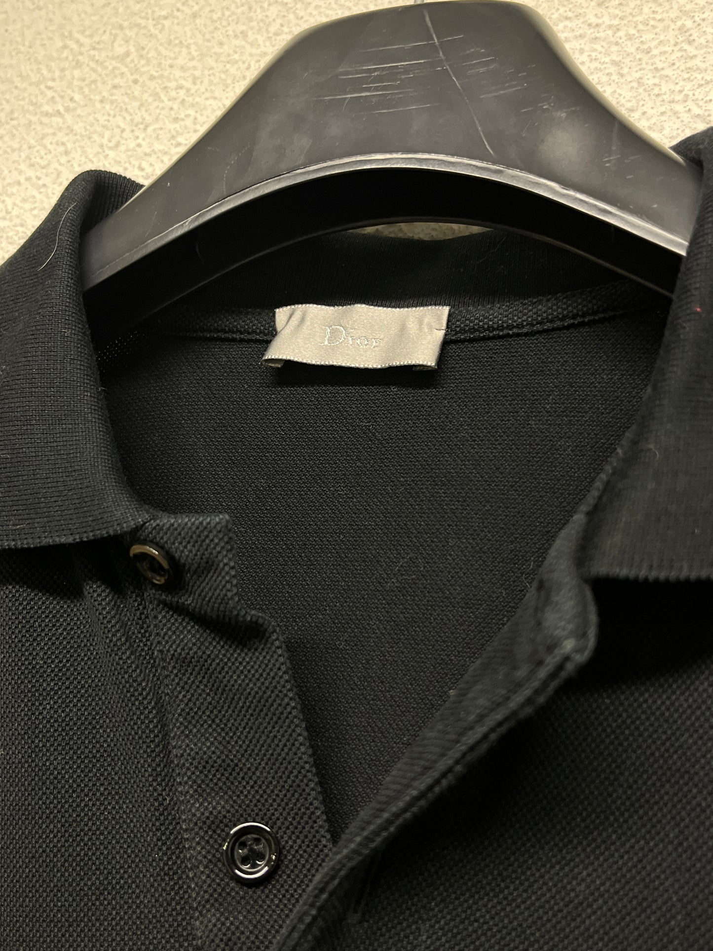 DIOR 'Forget me not' black cotton polo polo (XS)
