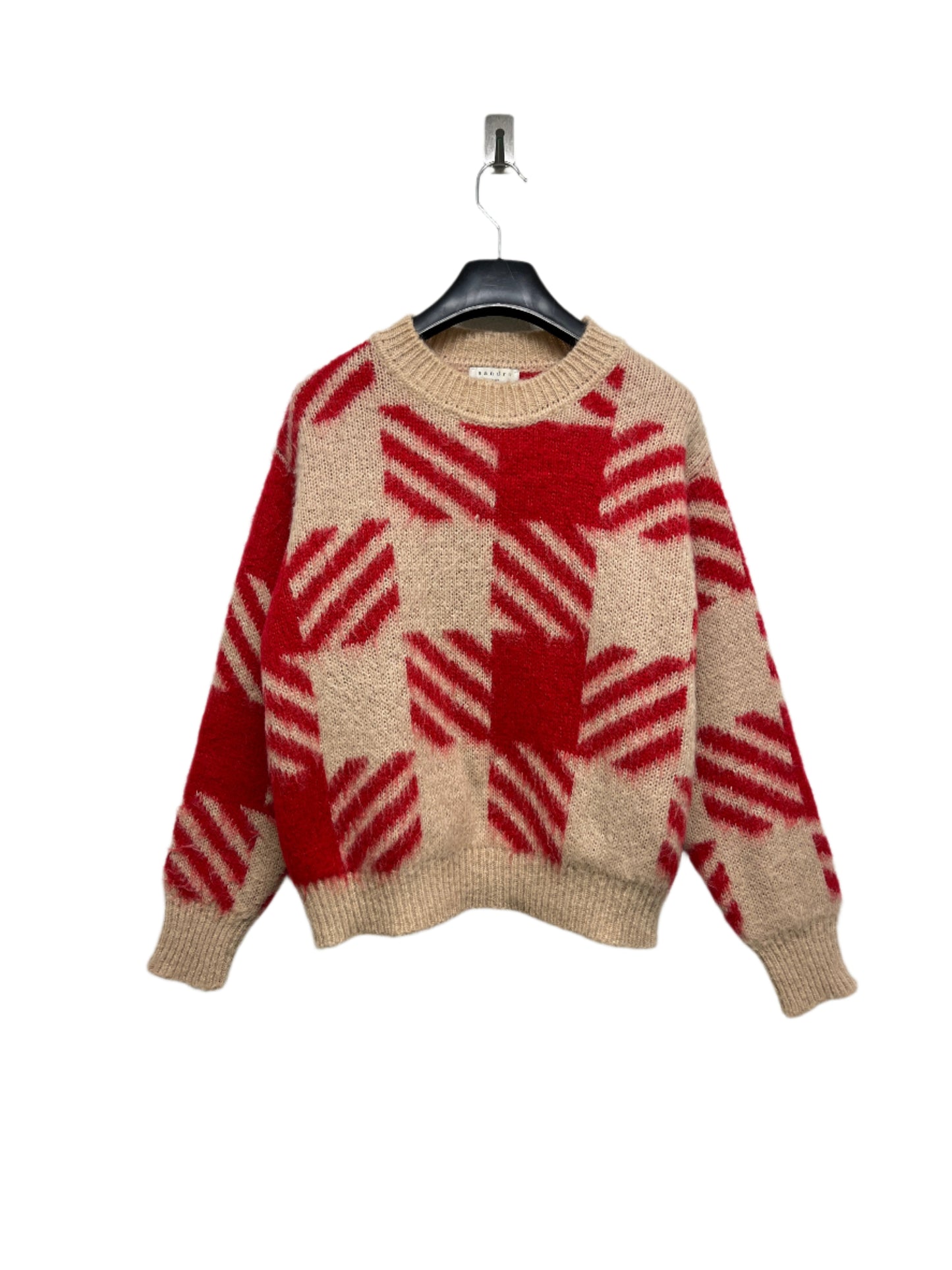 SANDRO beige and pink plaid mohair sweater (S/M)