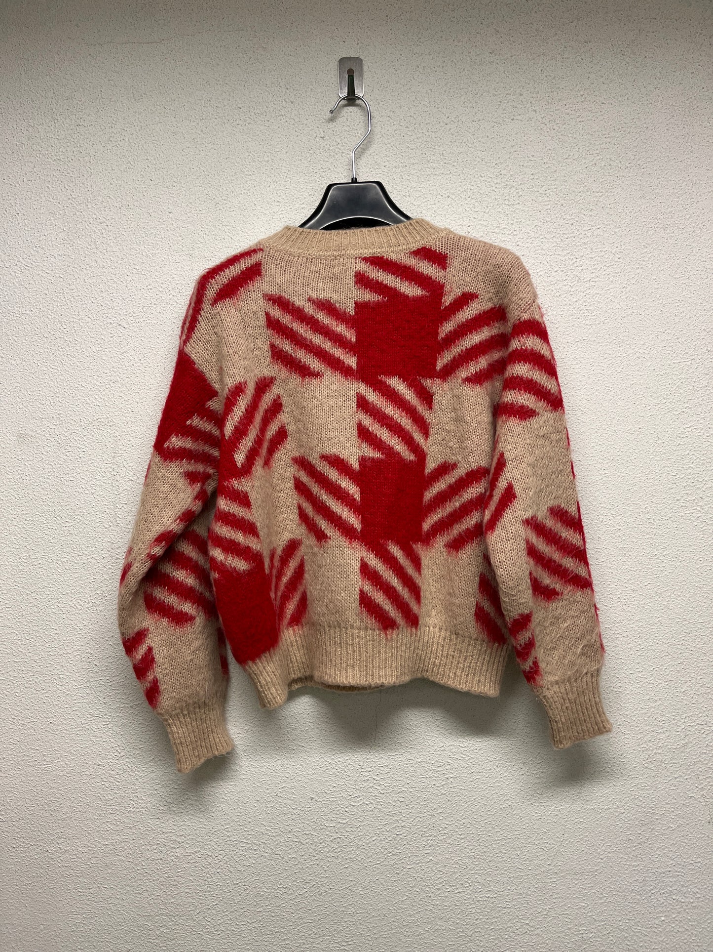 SANDRO beige and pink plaid mohair sweater (S/M)