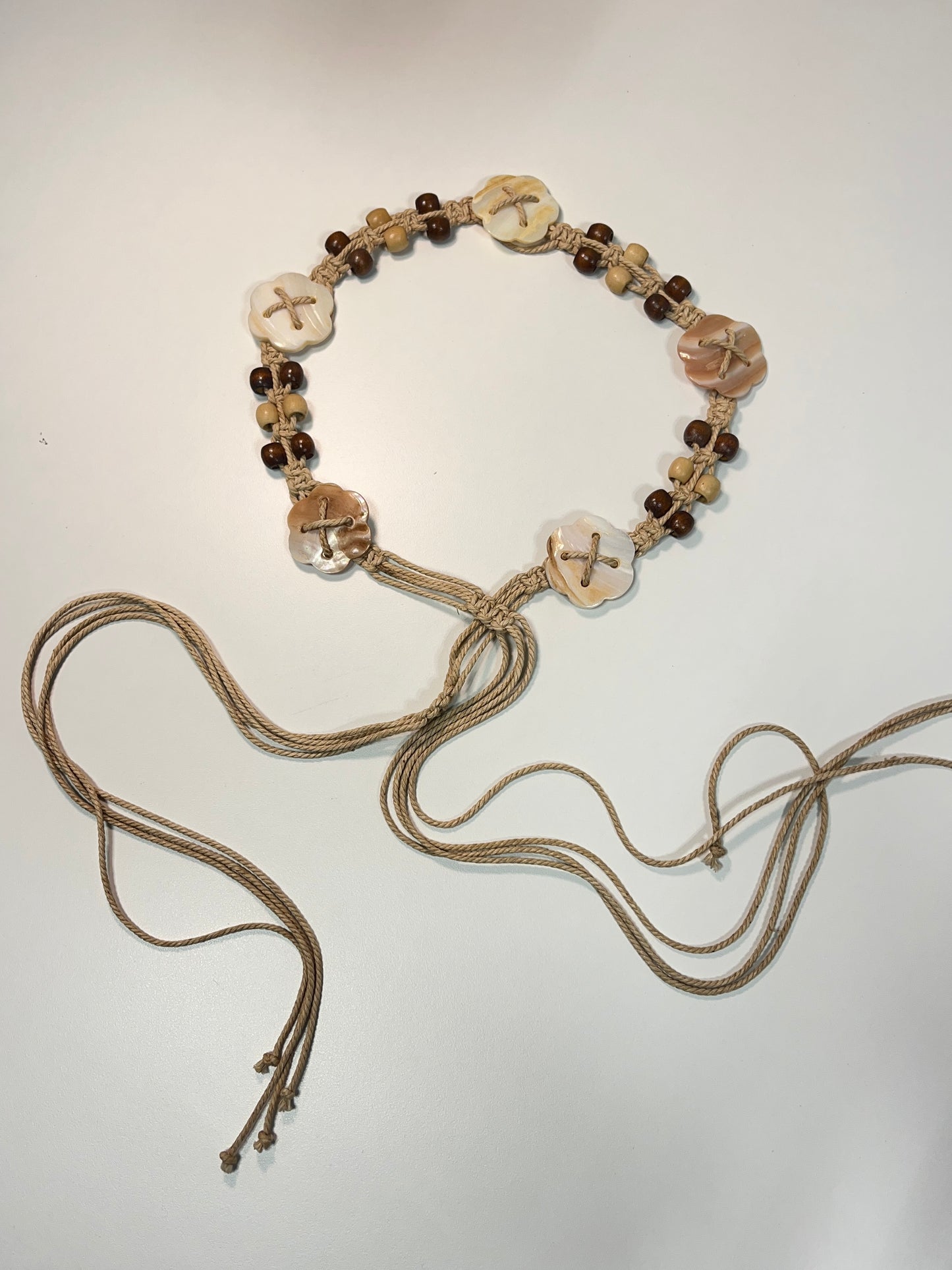 VINTAGE beaded and rope belt