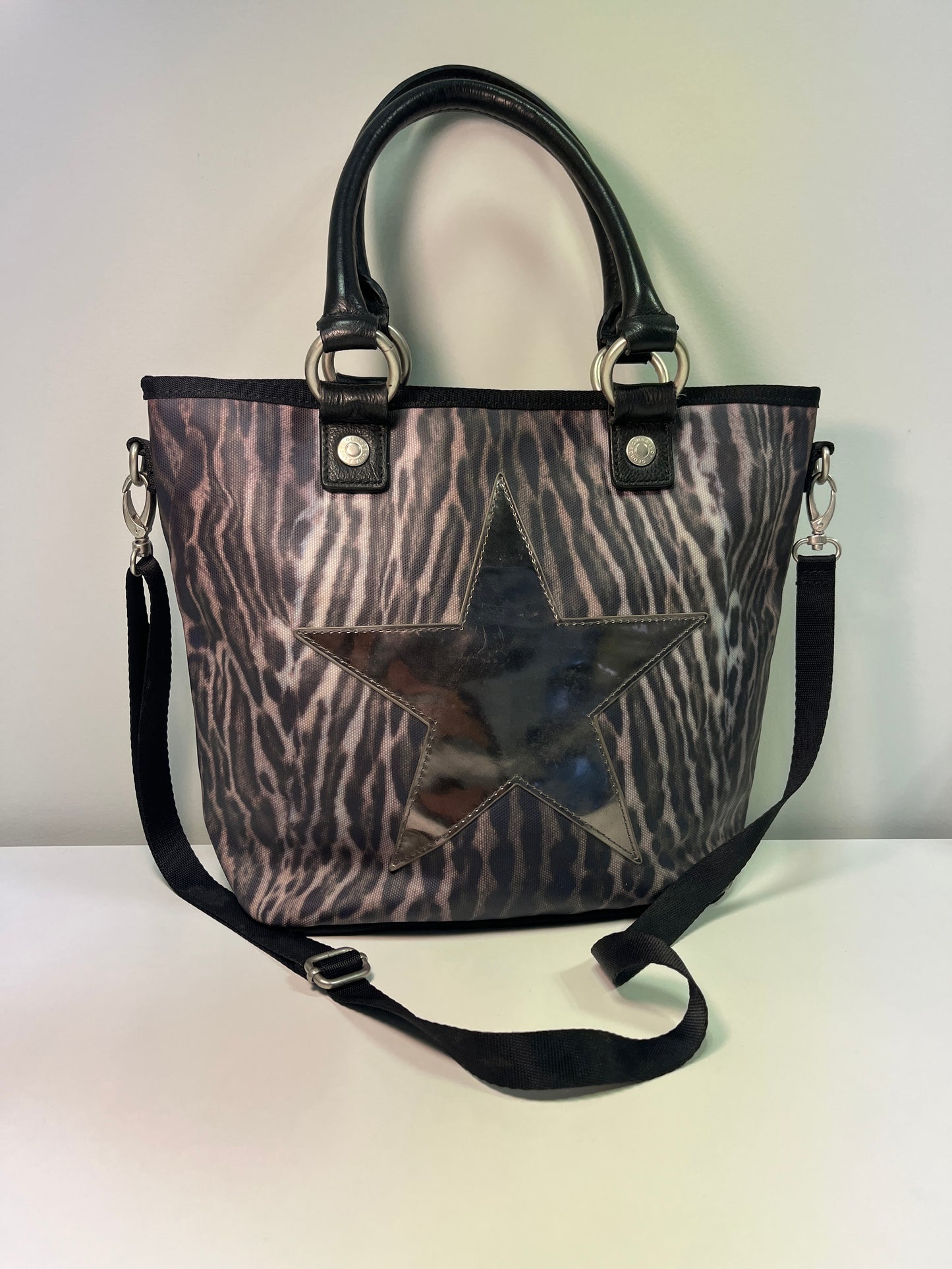 GEORGE GINA & LUCY leopard print and silver star bag