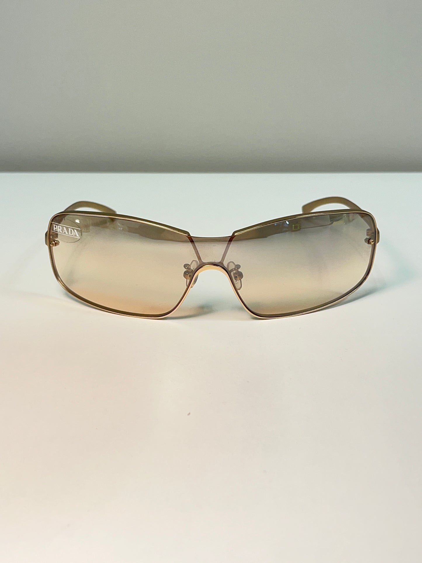 PRADA champagne metal made in japan sunglasses