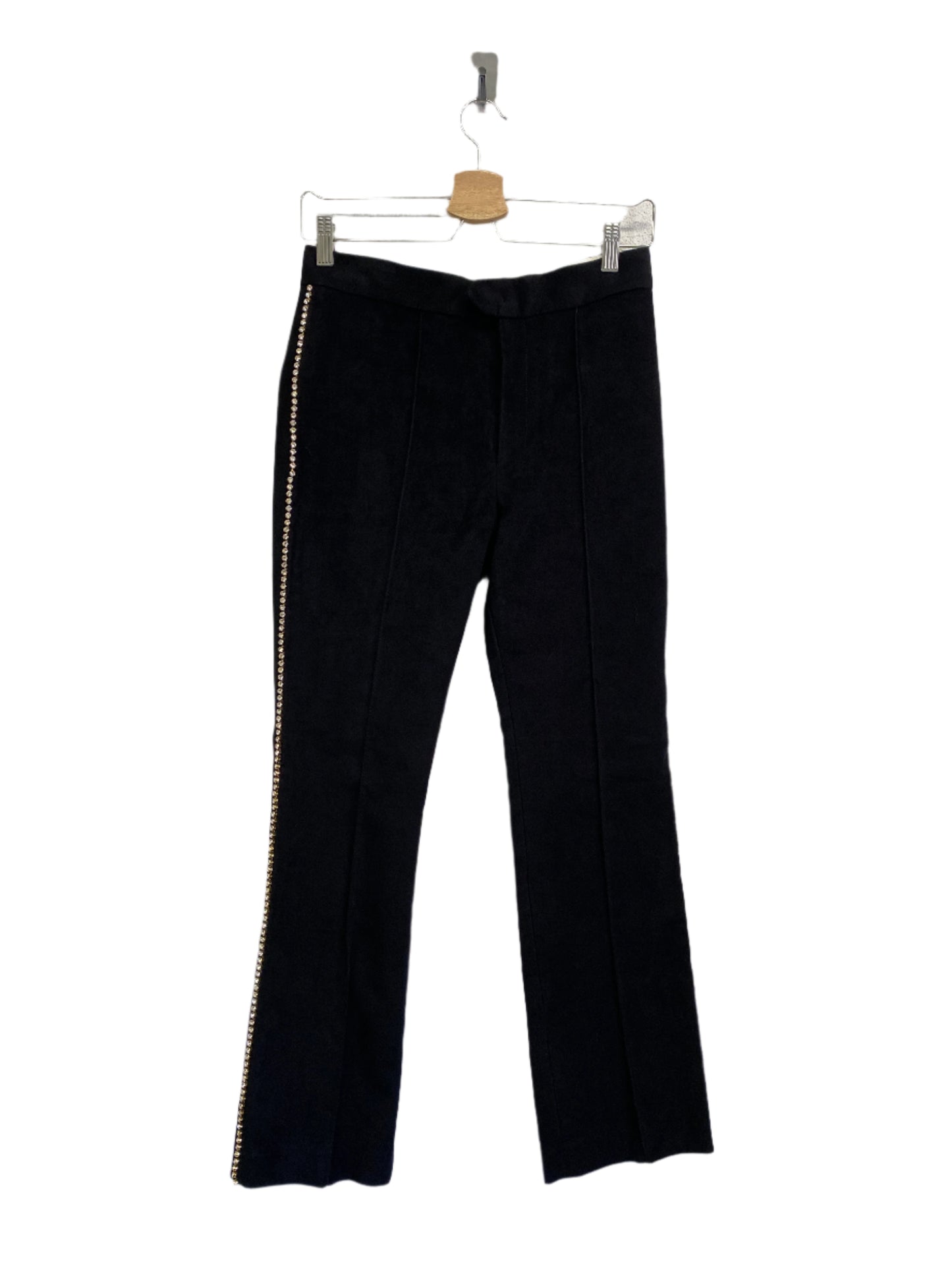 ISABEL MARANT black velvet slim fit pants with Swarovski rocks (34/XS)