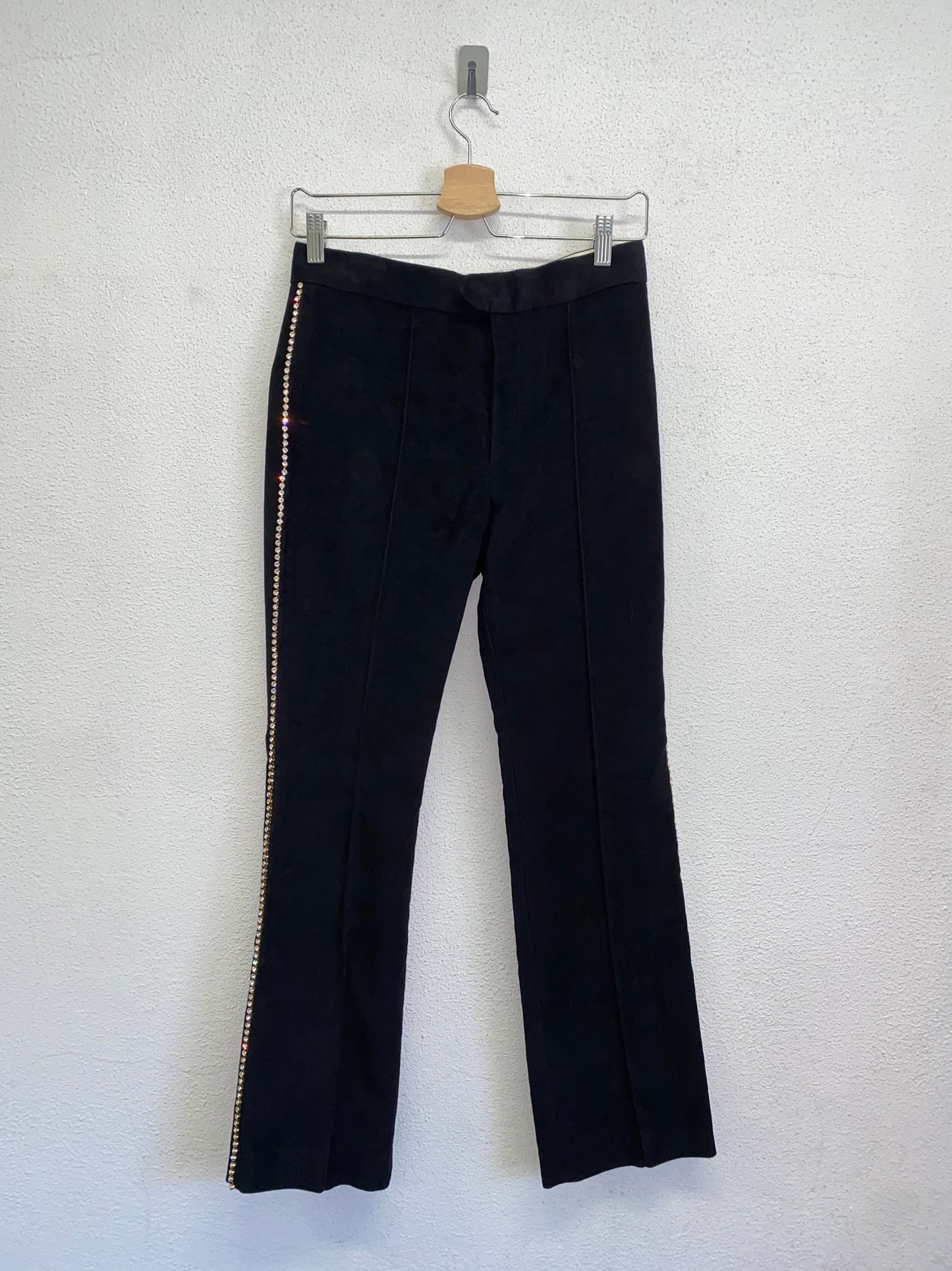 ISABEL MARANT black velvet slim fit pants with Swarovski rocks (34/XS)