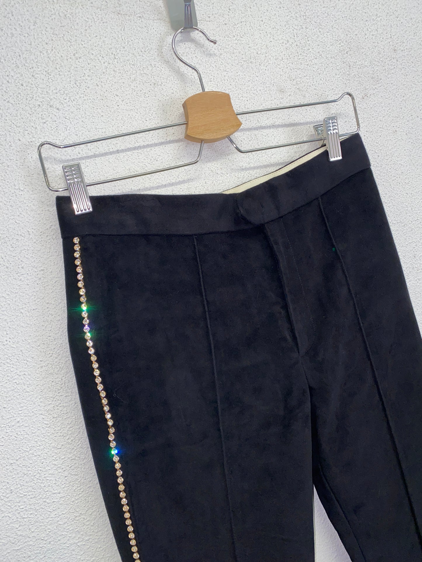 ISABEL MARANT black velvet slim fit pants with Swarovski rocks (34/XS)