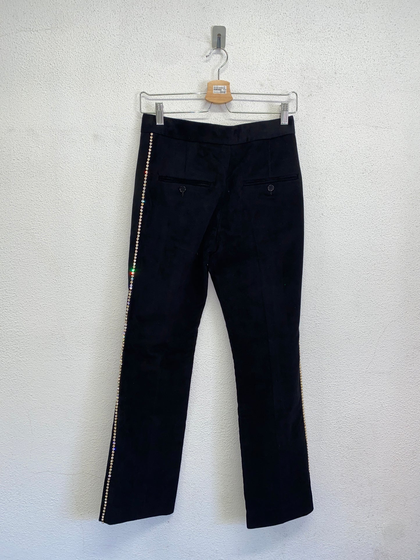 ISABEL MARANT black velvet slim fit pants with Swarovski rocks (34/XS)