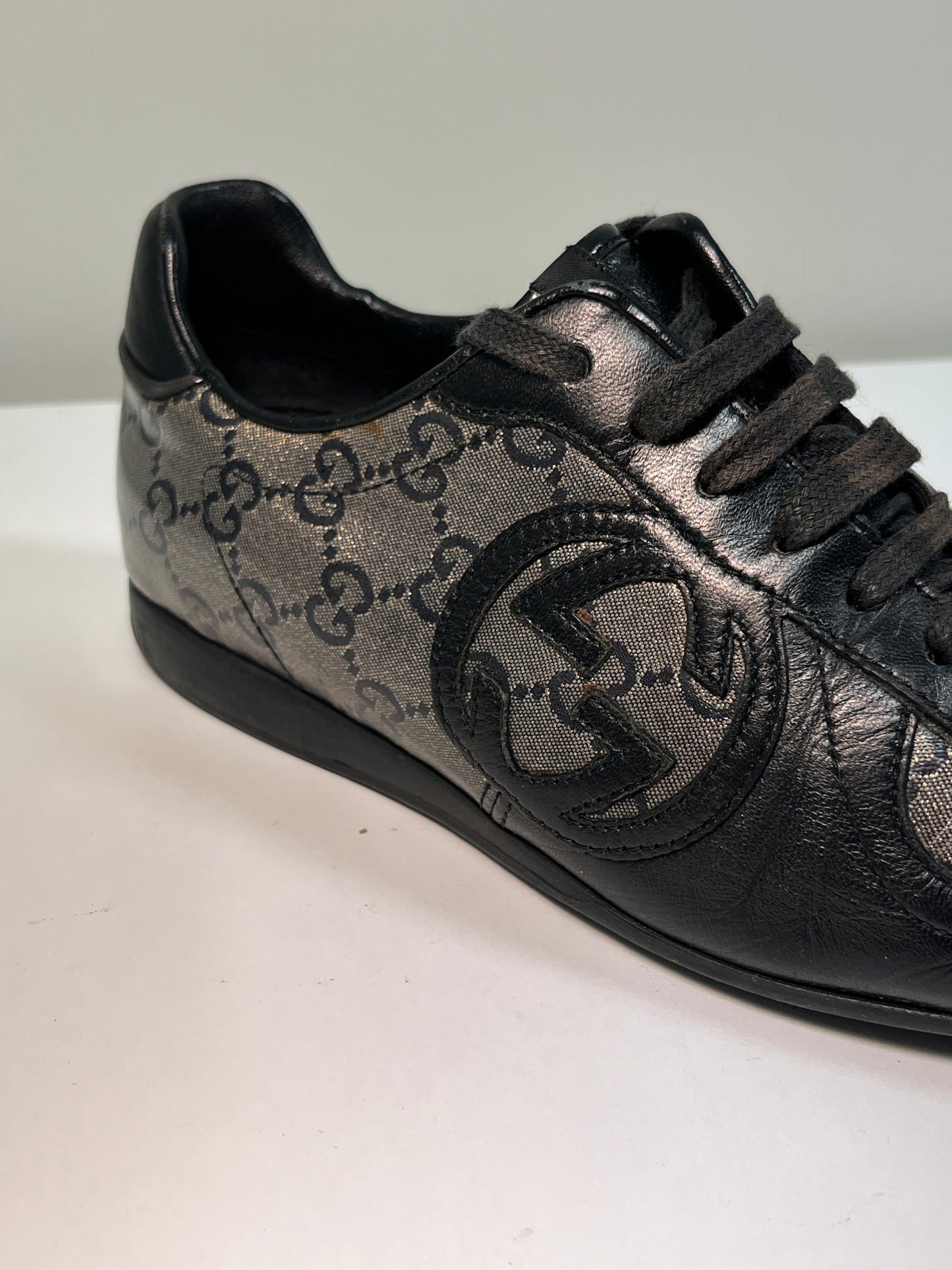 GUCCI brown leather monogram shoes (36)