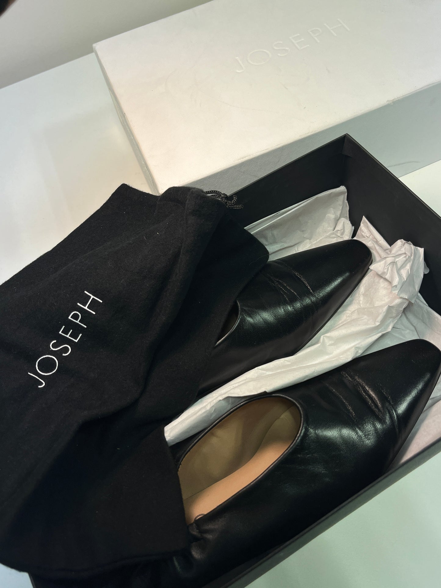 JOSEPH black leather flats (36)