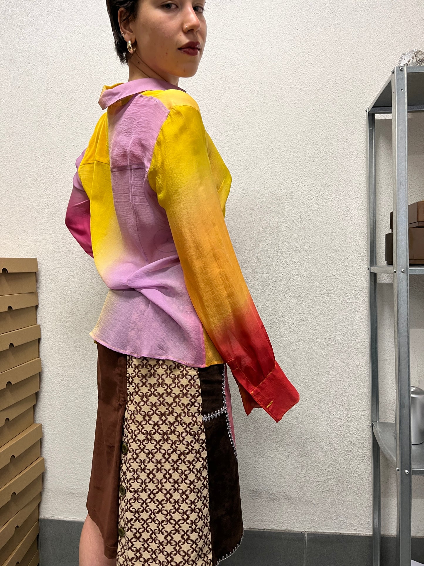 CUSTO BARCELONA multicolour patchwork leather skirt (M)