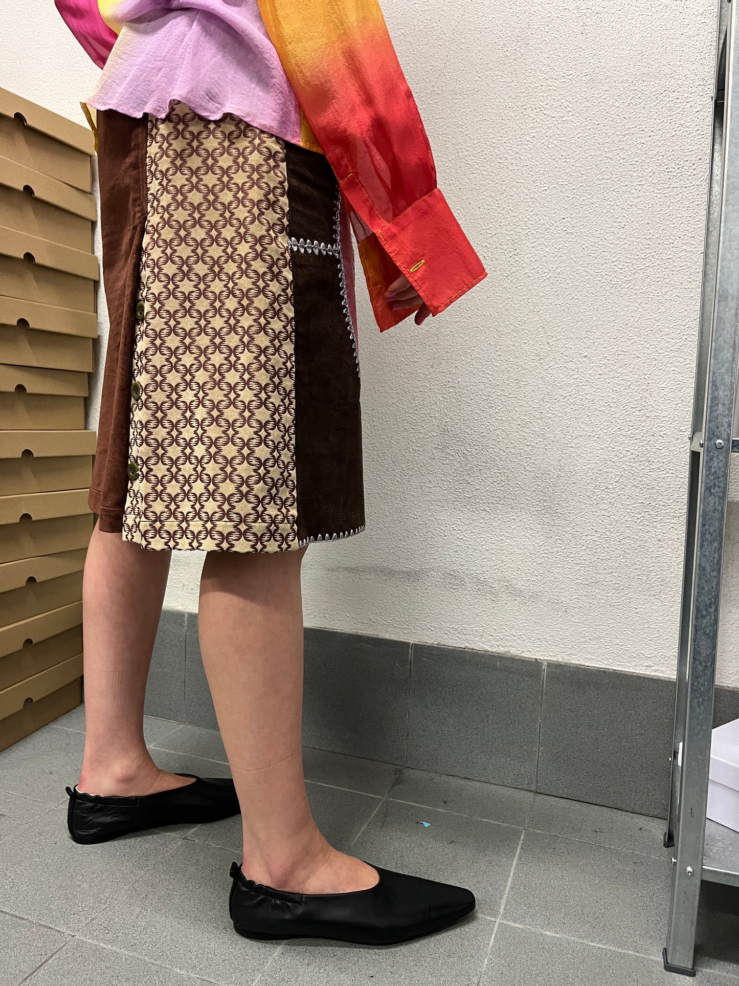 CUSTO BARCELONA multicolour patchwork leather skirt (M)