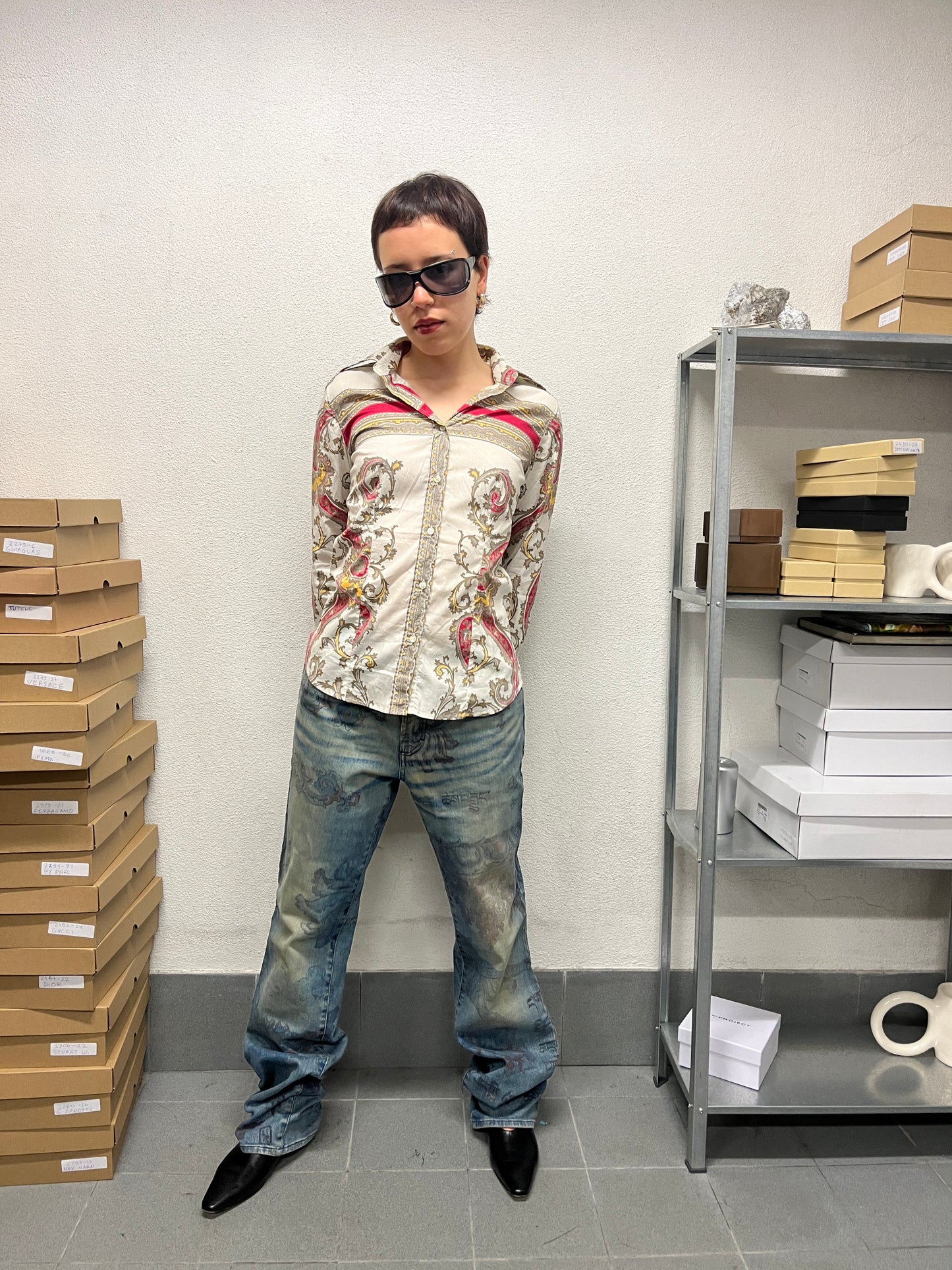 ROBERTO CAVALLI just cavalli SS05 'Asian Fantasy' print jeans (44/M)