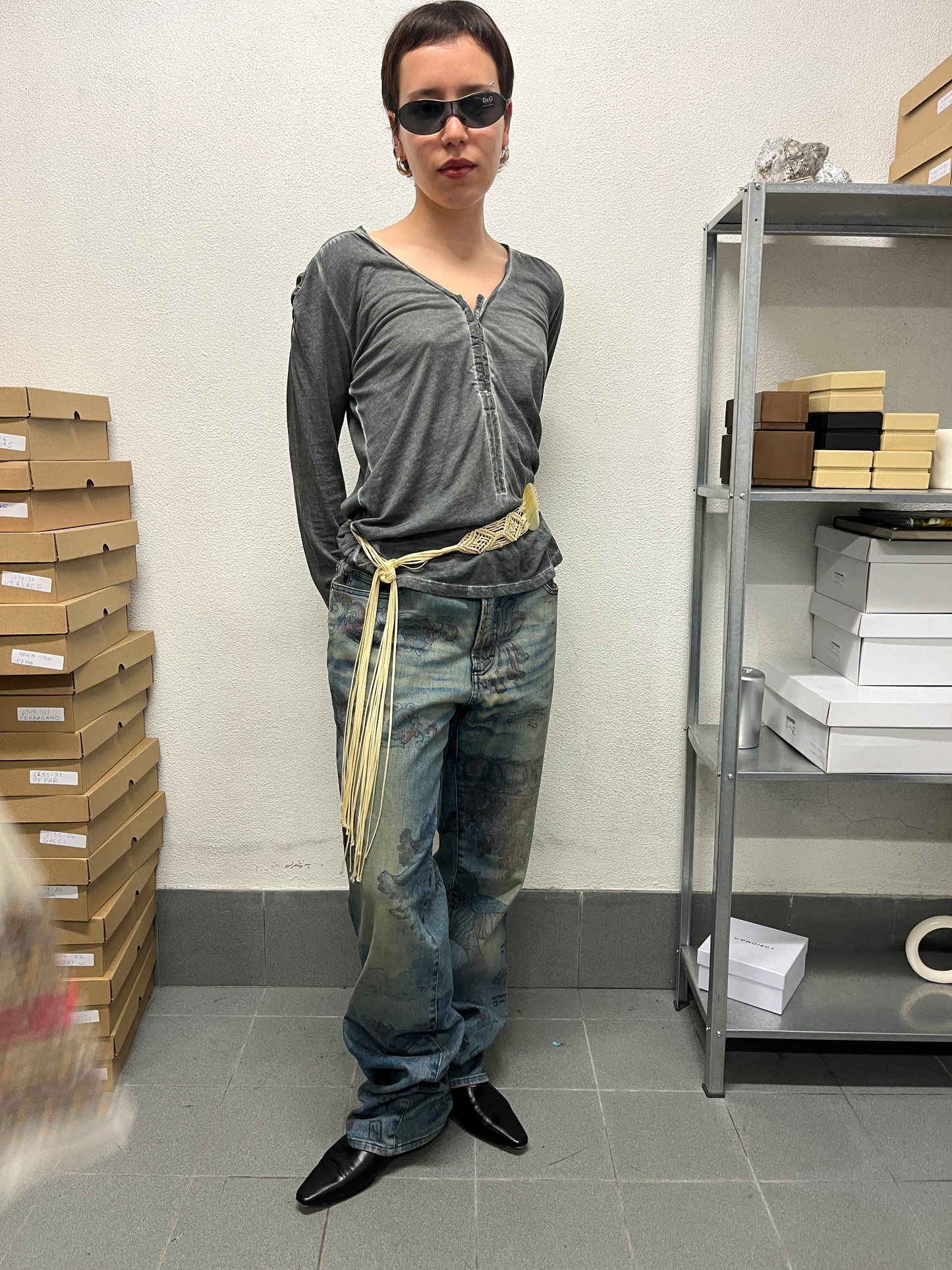 ROBERTO CAVALLI just cavalli SS05 'Asian Fantasy' print jeans (44/M)