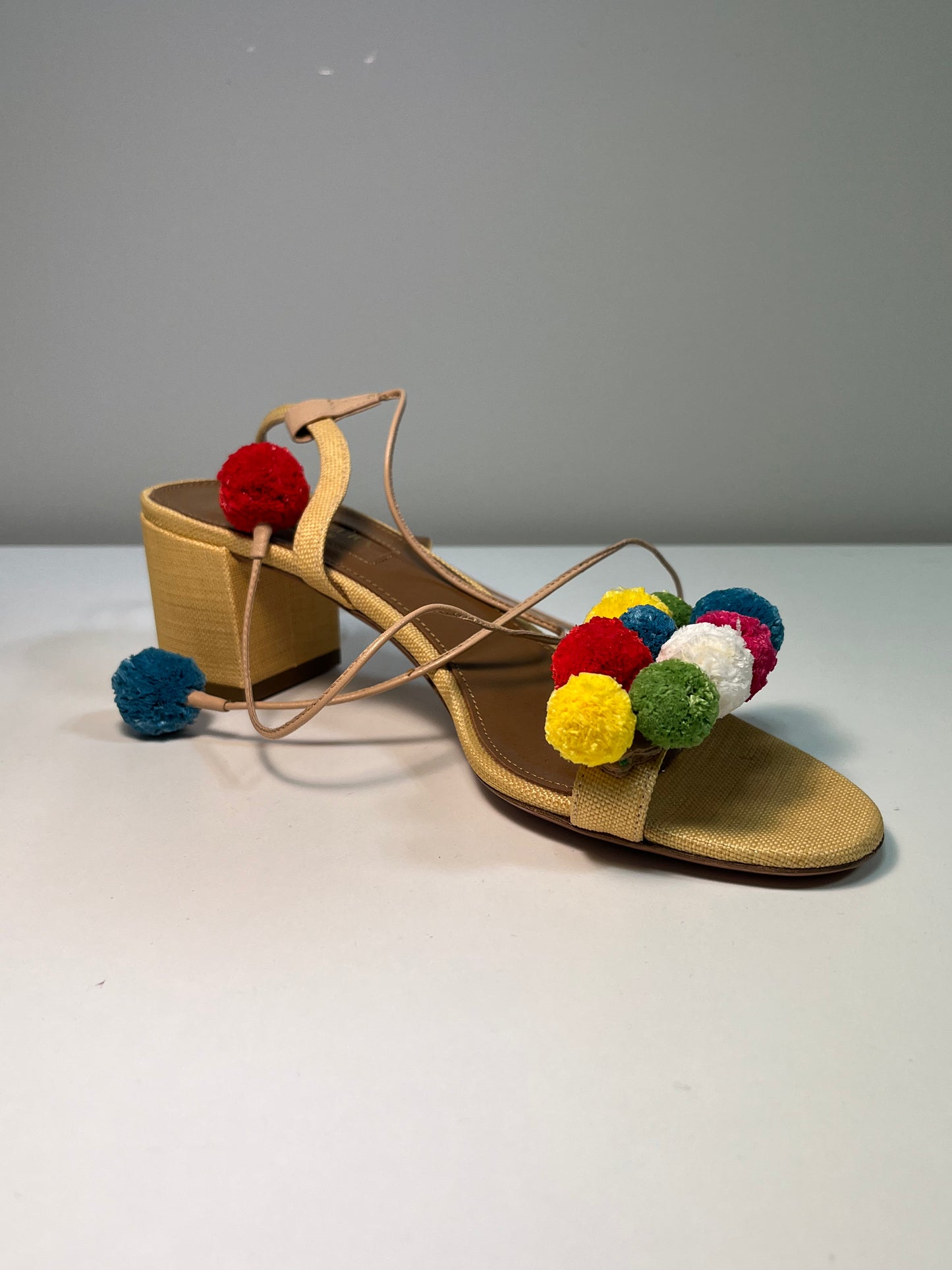 AQUAZZURA leather and cloth sandals (37)