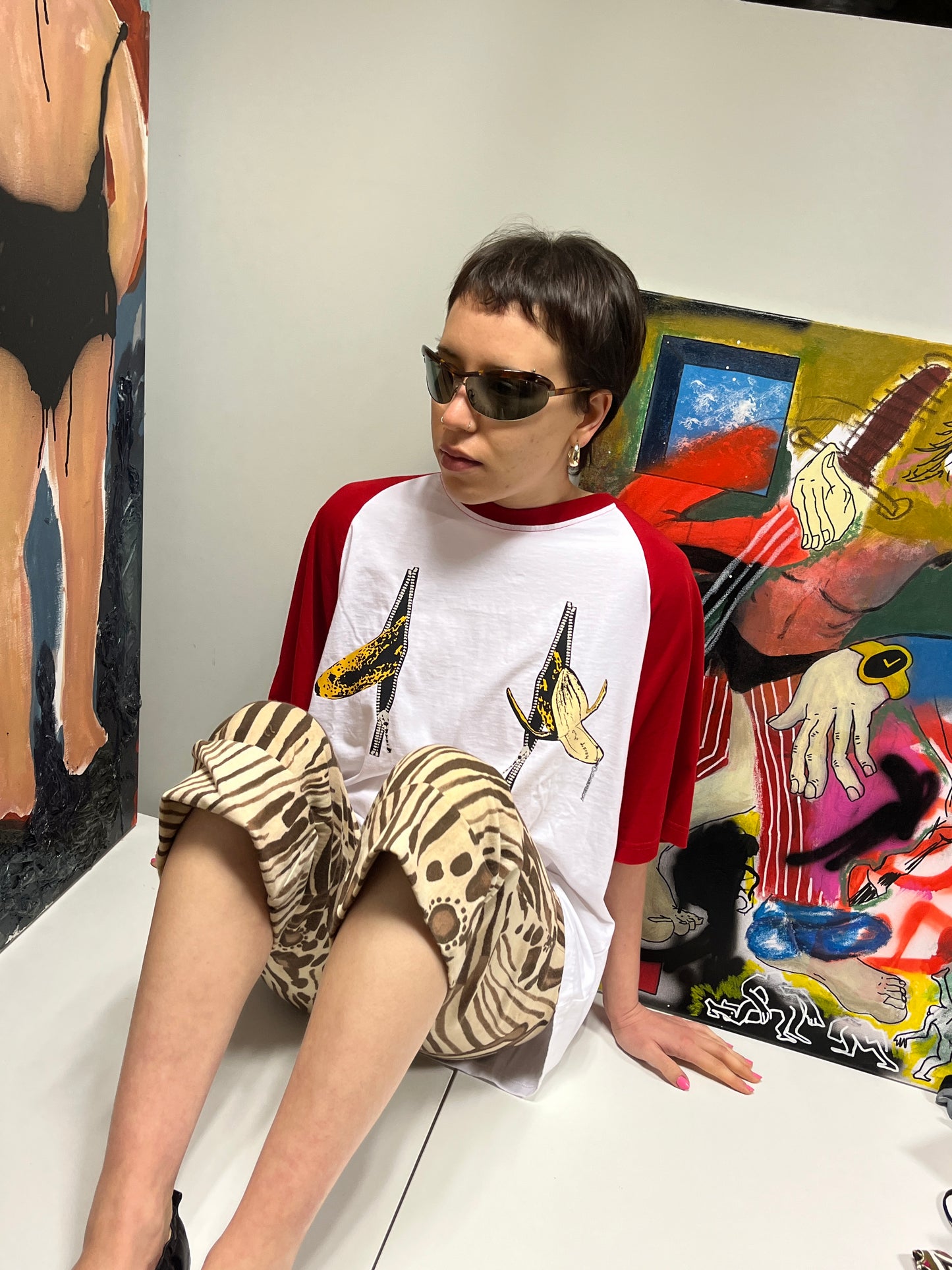 CHARLES JEFFREY LOVERBOY white and red graphic t-shirt (M)