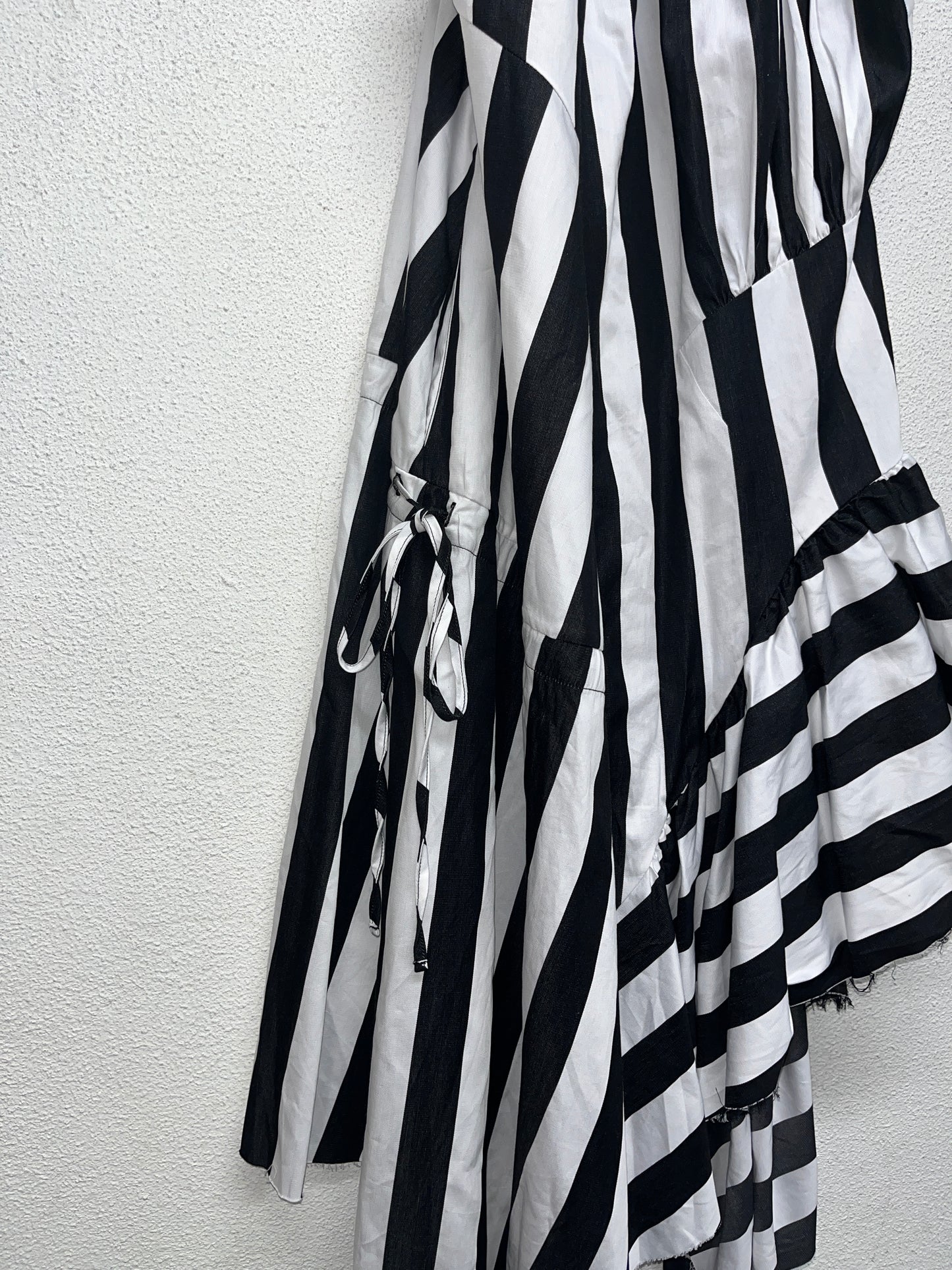 MARQUES/ALMEIDA asymmetrical striped bow strap maxi dress (M)