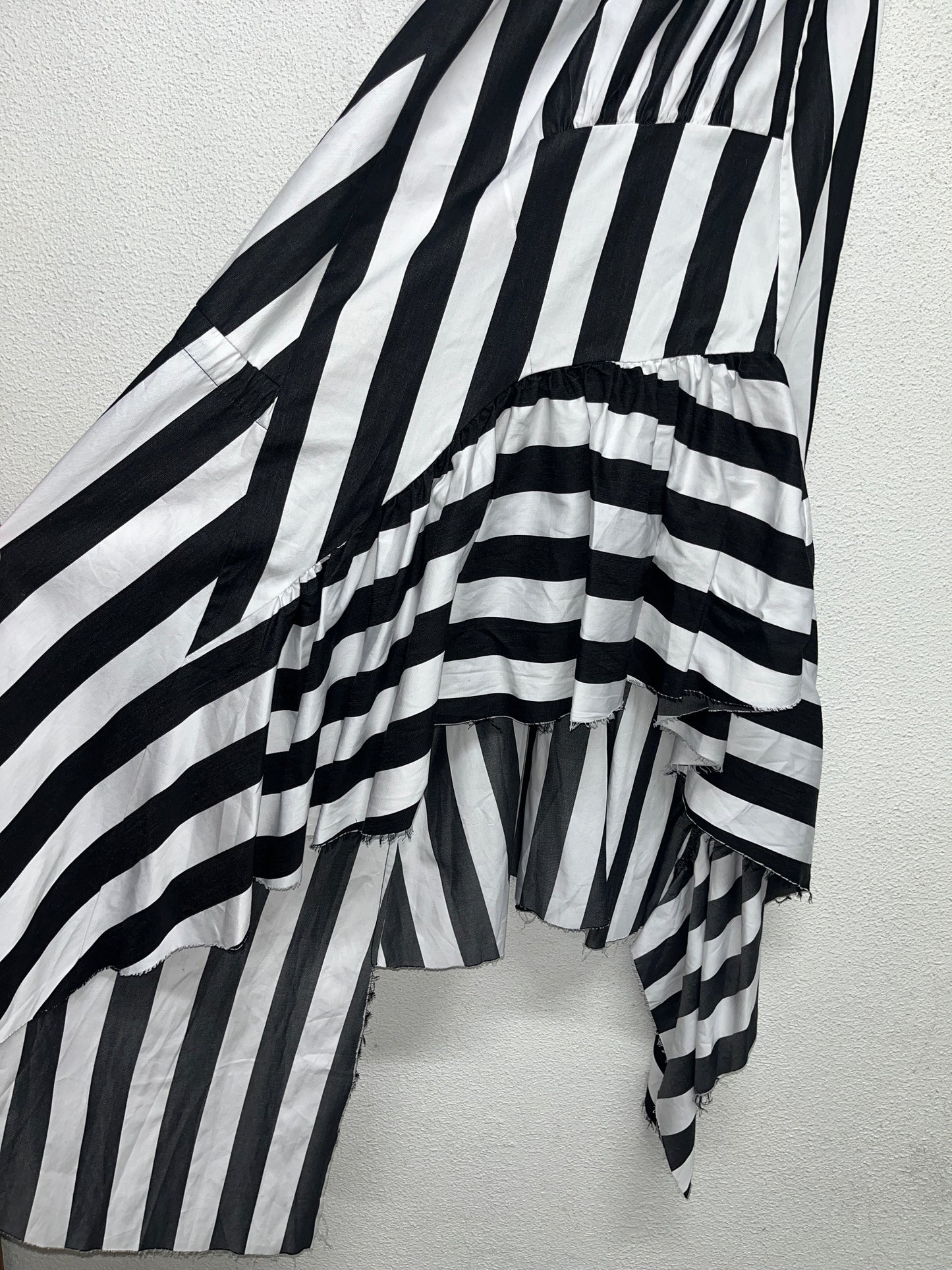 MARQUES/ALMEIDA asymmetrical striped bow strap maxi dress (M)