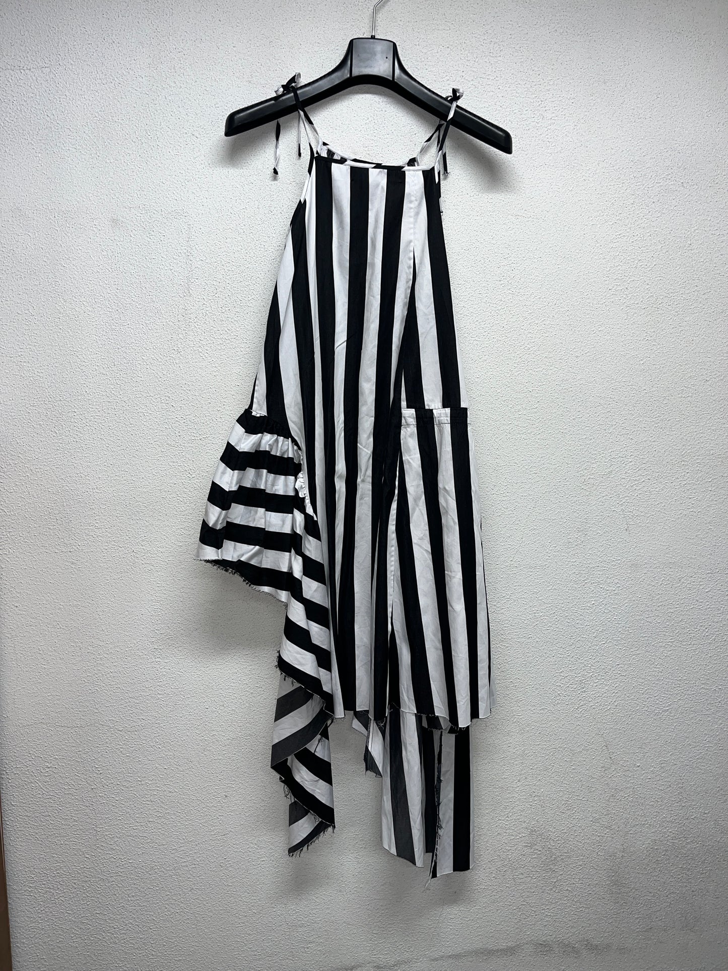 MARQUES/ALMEIDA asymmetrical striped bow strap maxi dress (M)