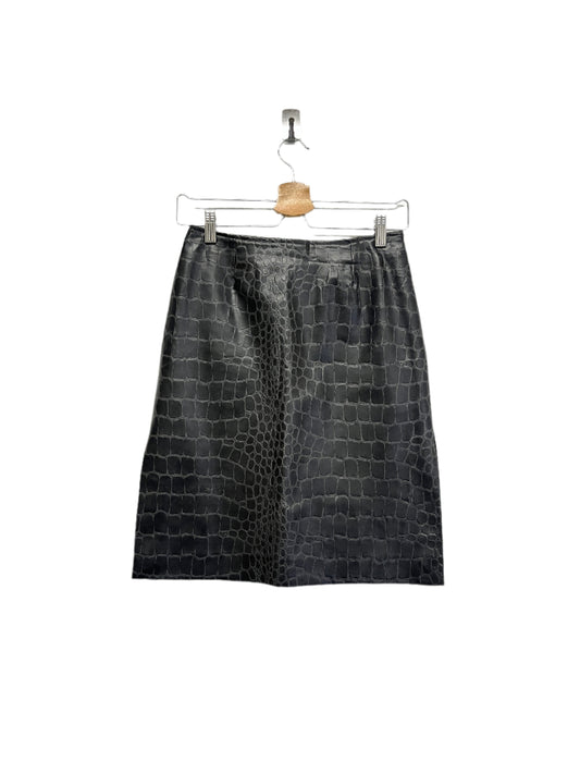 VERSACE black leather midi skirt (XS)