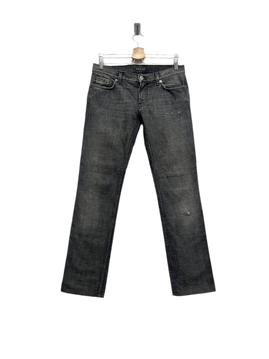 PRADA grey denim straight fit low waist trousers (M/XL)