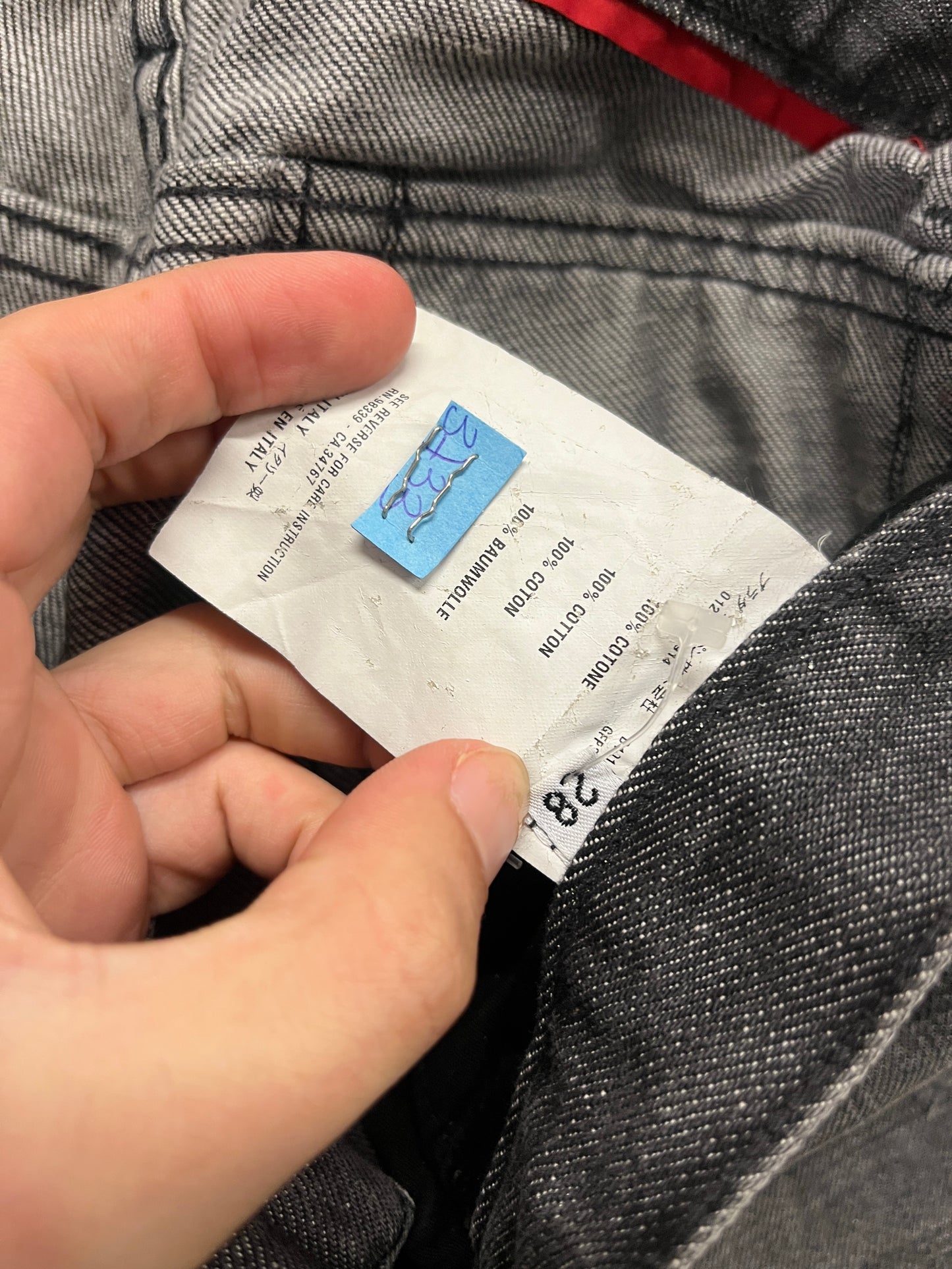 PRADA grey denim straight fit low waist trousers (M/XL)