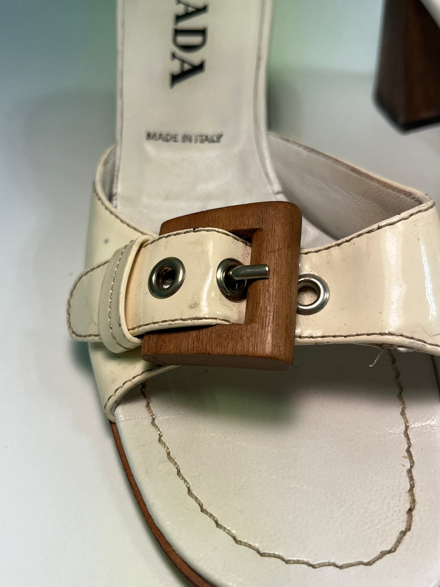 PRADA white belted mules (37.5EU/36.5IT)