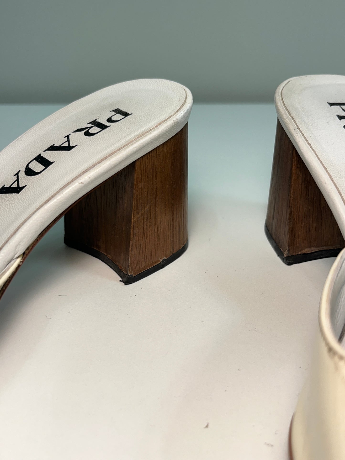 PRADA white belted mules (37.5EU/36.5IT)