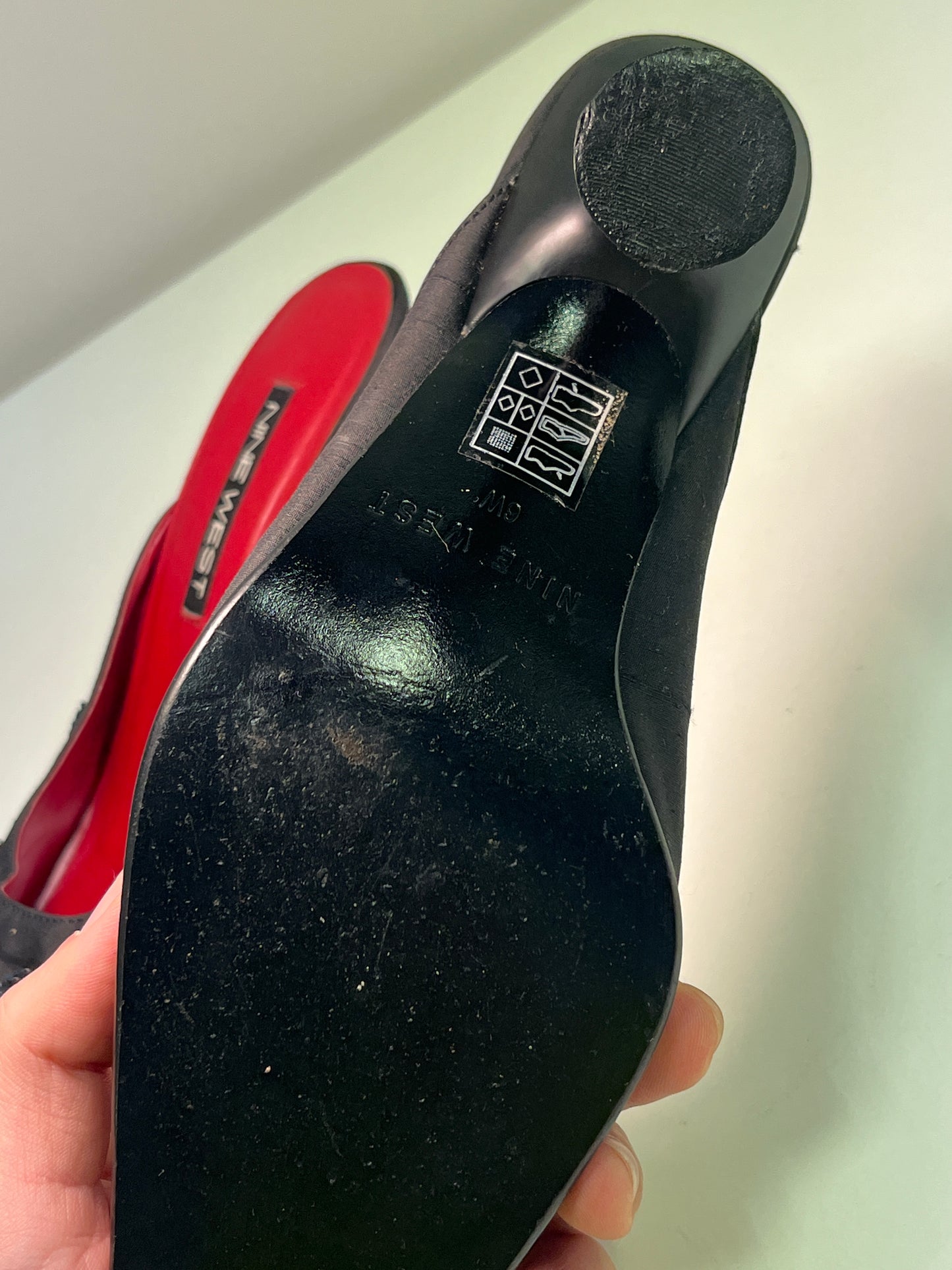 NINE WEST black squared toe beaded mules (36)