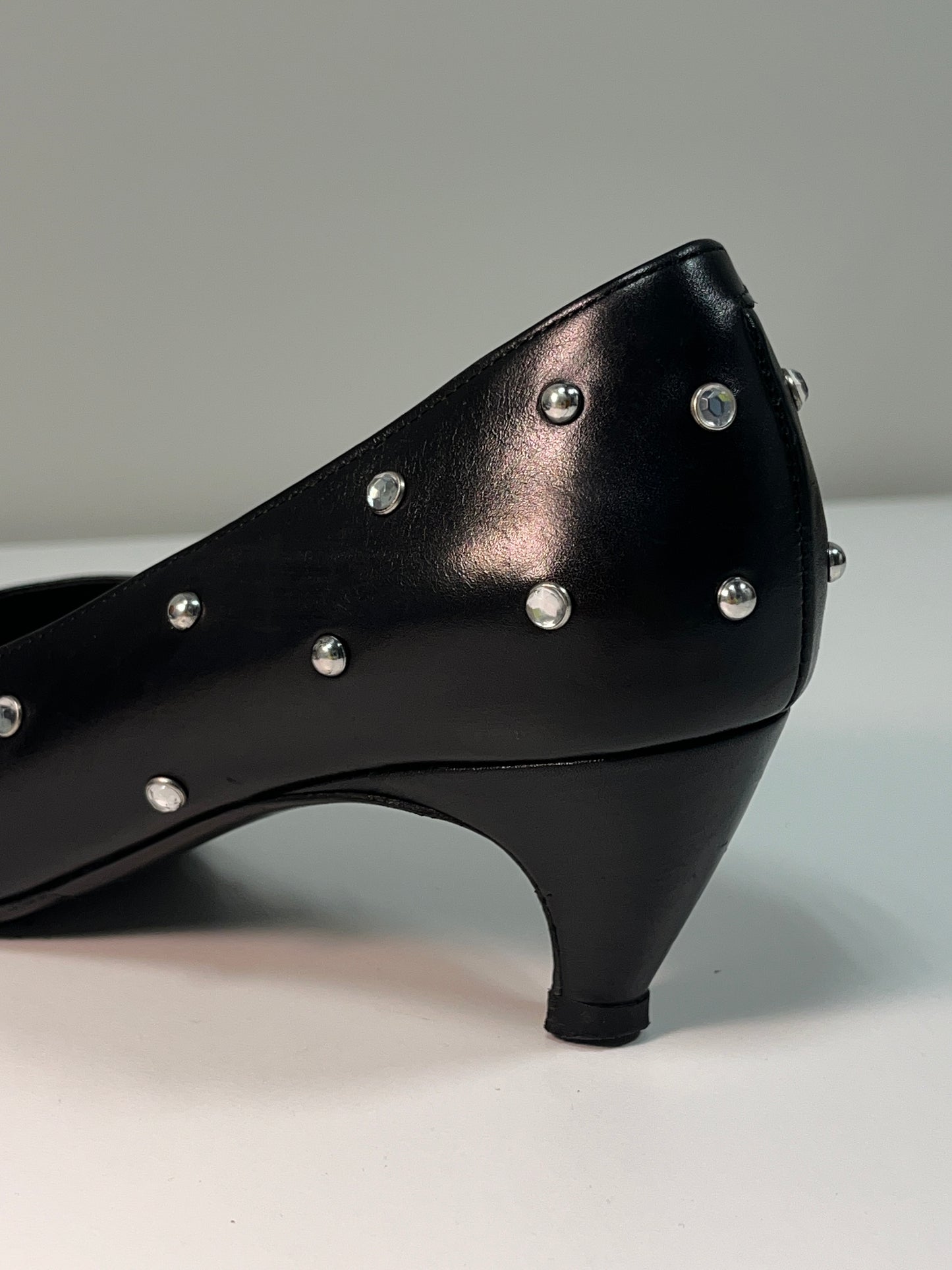 MAJE black leather studded pointy pumps (36)