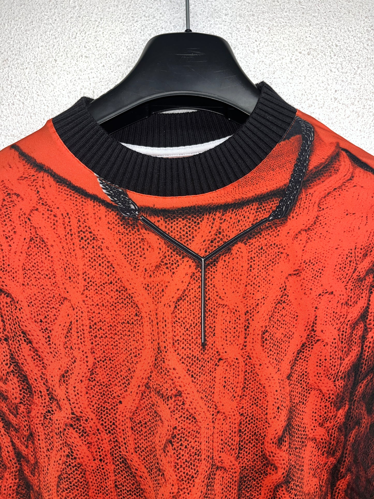 Y/PROJECT x JEAN PAUL GAULTIER red printed cable knit longsleeve