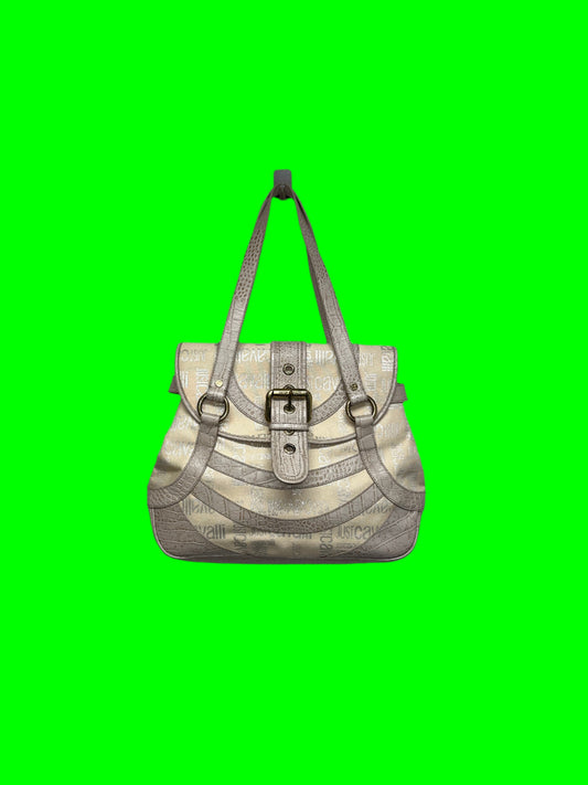 ROBERTO CAVALLI beige monogram leather hobo bag